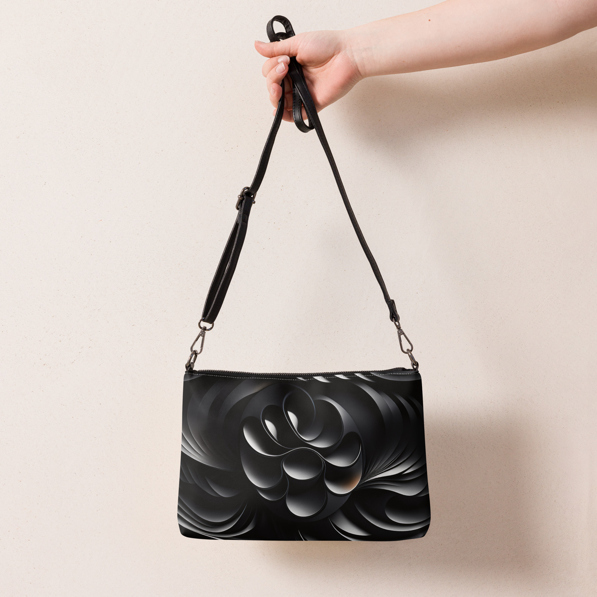 all-over-print-crossbody-bag-white-front-6832c2645f5ae.jpg Black Flora Crossbody bag