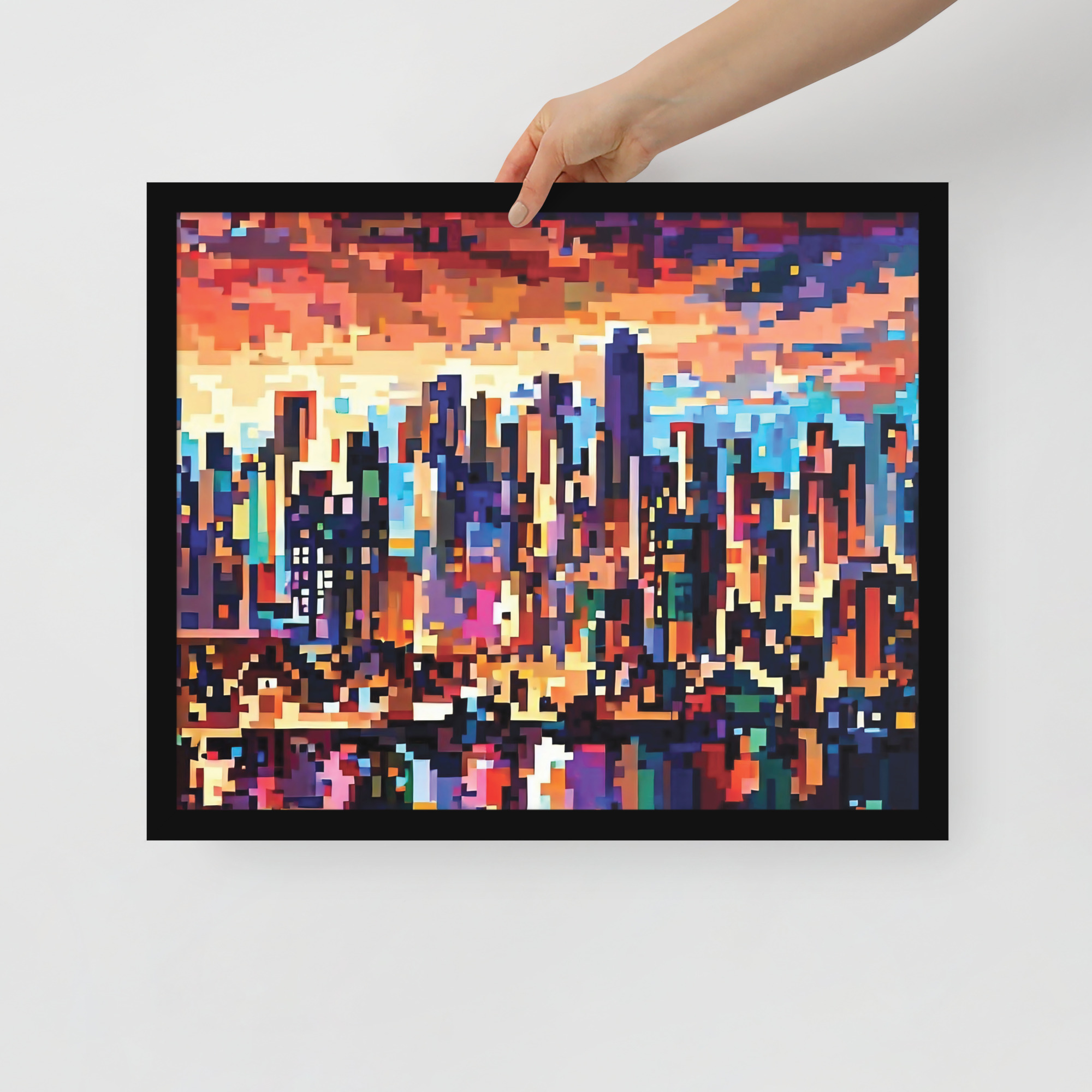 enhanced-matte-paper-framed-poster-in-black-16x20-front-6832bbcb2ea57.jpg Pixel City Framed poster