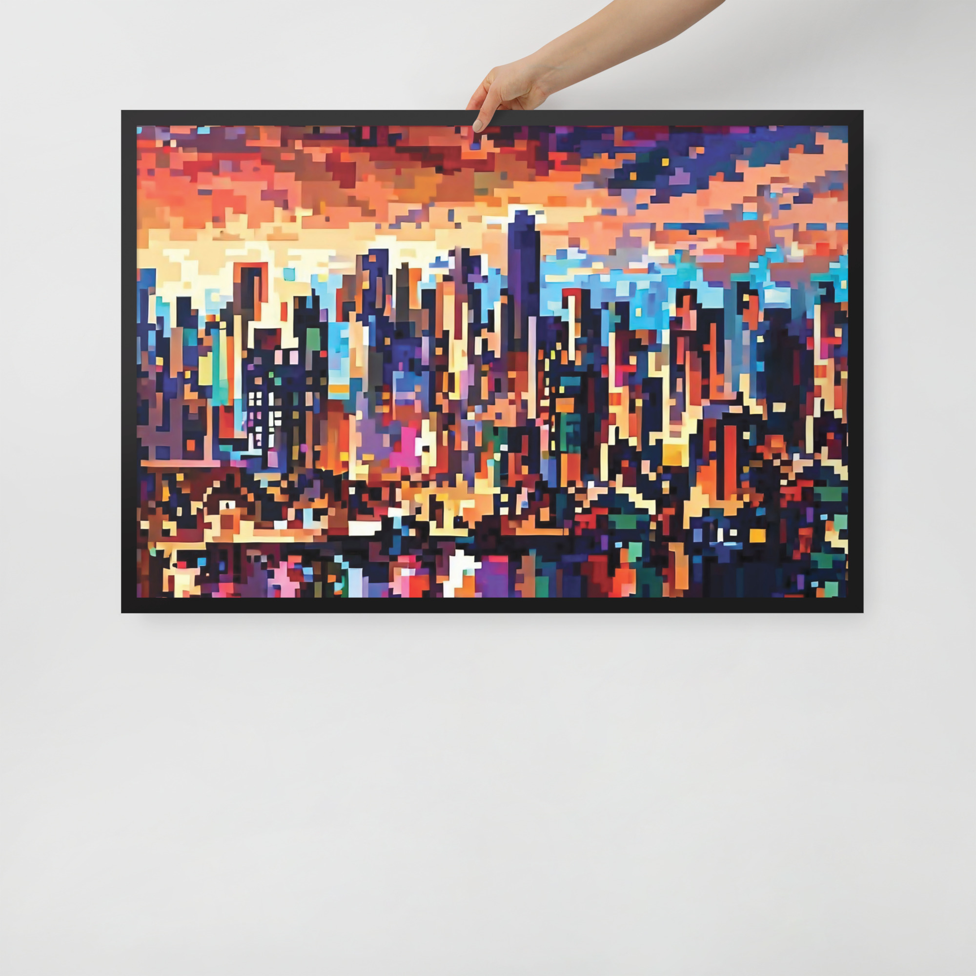 enhanced-matte-paper-framed-poster-in-black-24x36-front-6832bbcb2eb53.jpg Pixel City Framed poster