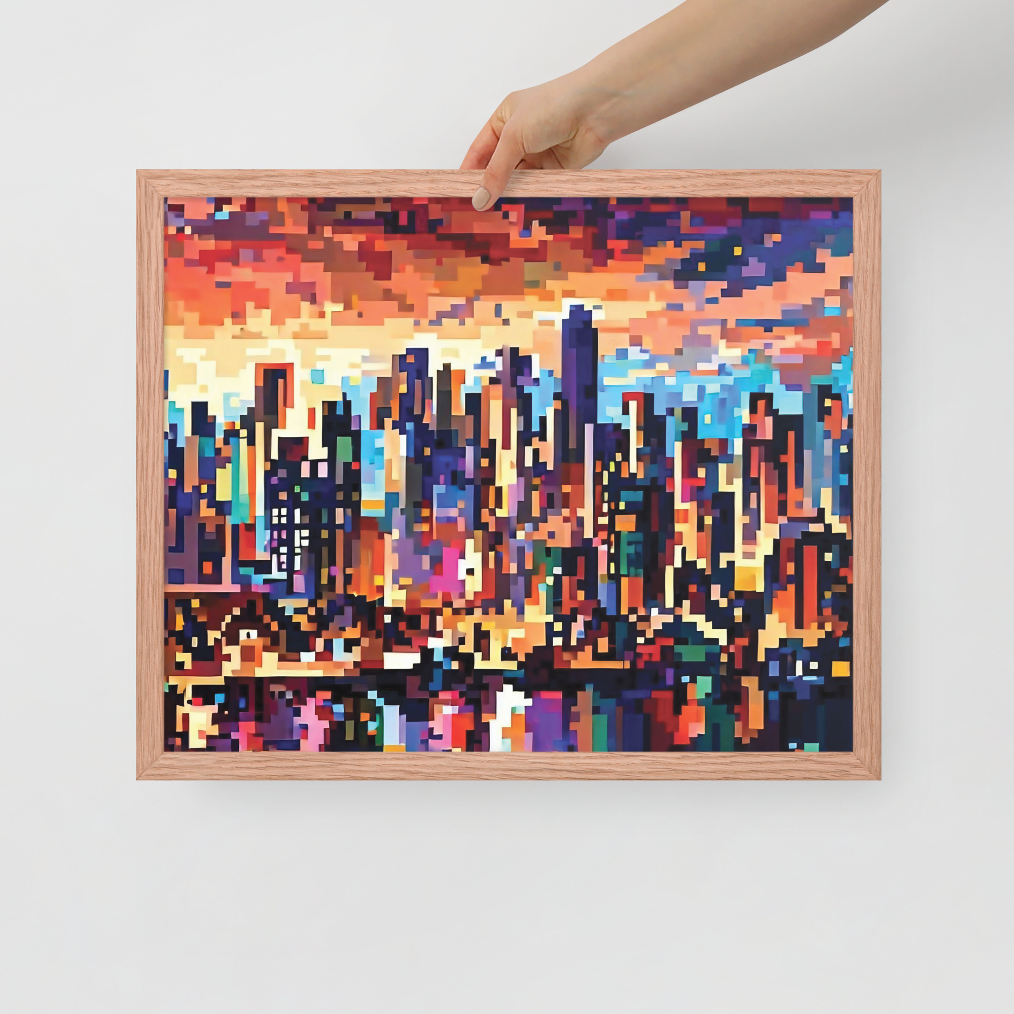 enhanced-matte-paper-framed-poster-in-red-oak-16x20-front-6832bbcb2ebe5.jpg Pixel City Framed poster