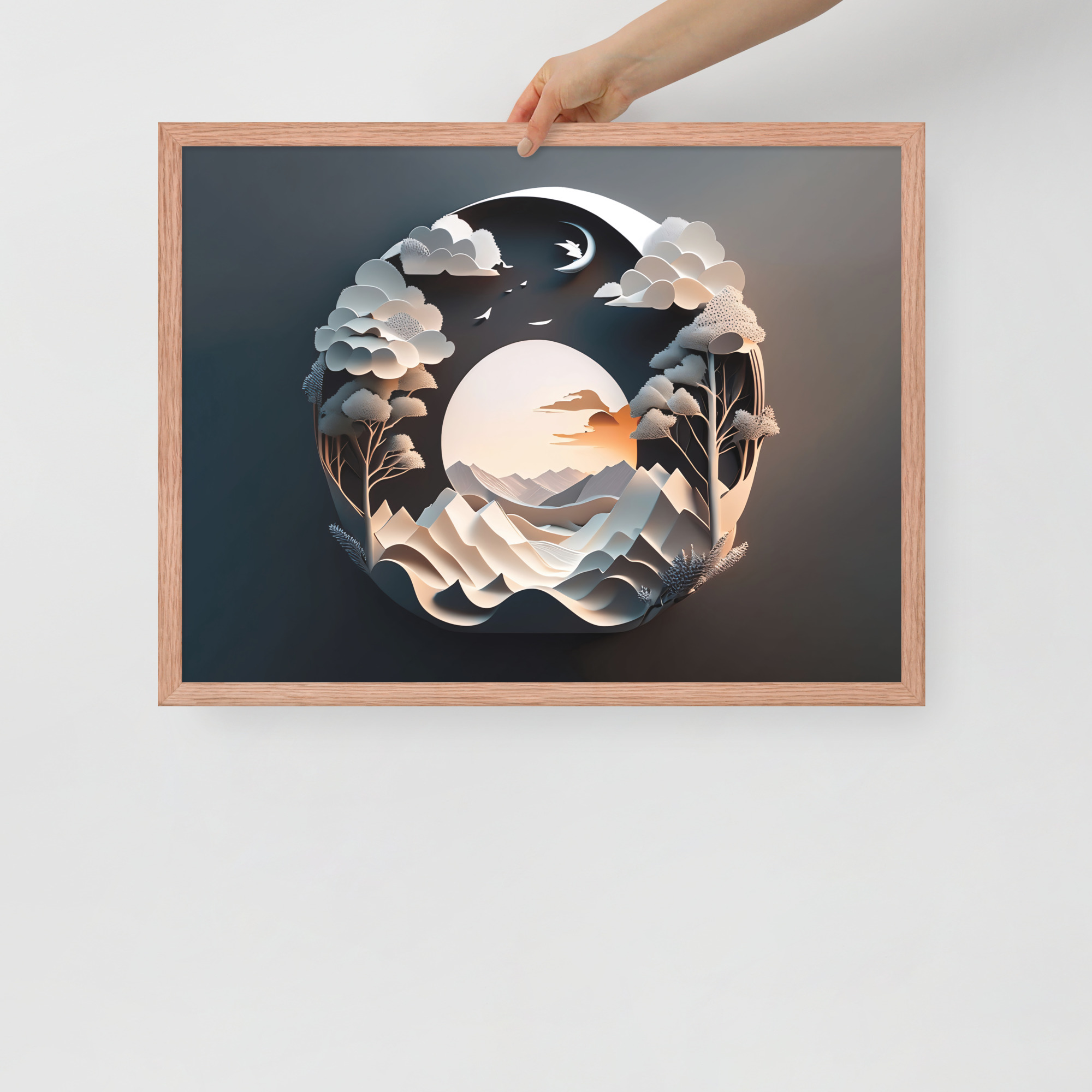 enhanced-matte-paper-framed-poster-in-red-oak-18x24-front-6832ba9367762.jpg 3D Moon Framed poster