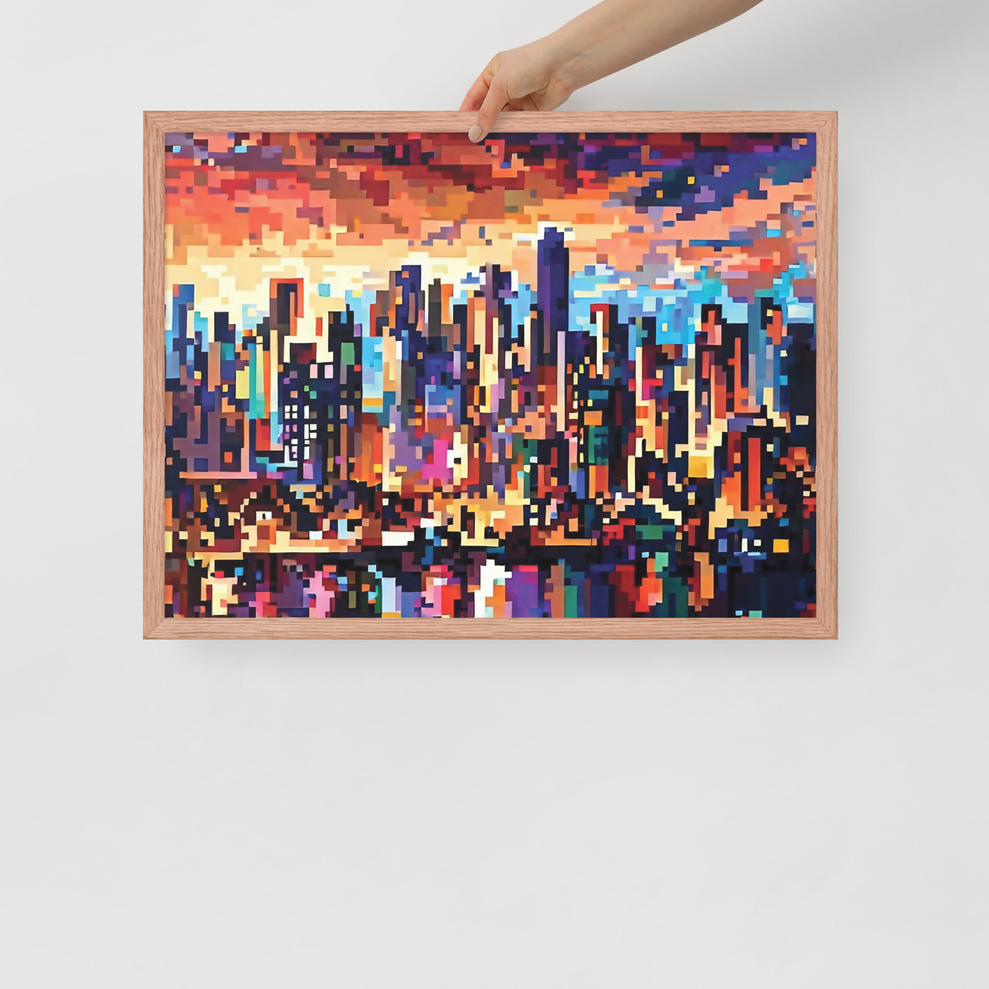 enhanced-matte-paper-framed-poster-in-red-oak-18x24-front-6832bbcb2ec71.jpg Pixel City Framed poster