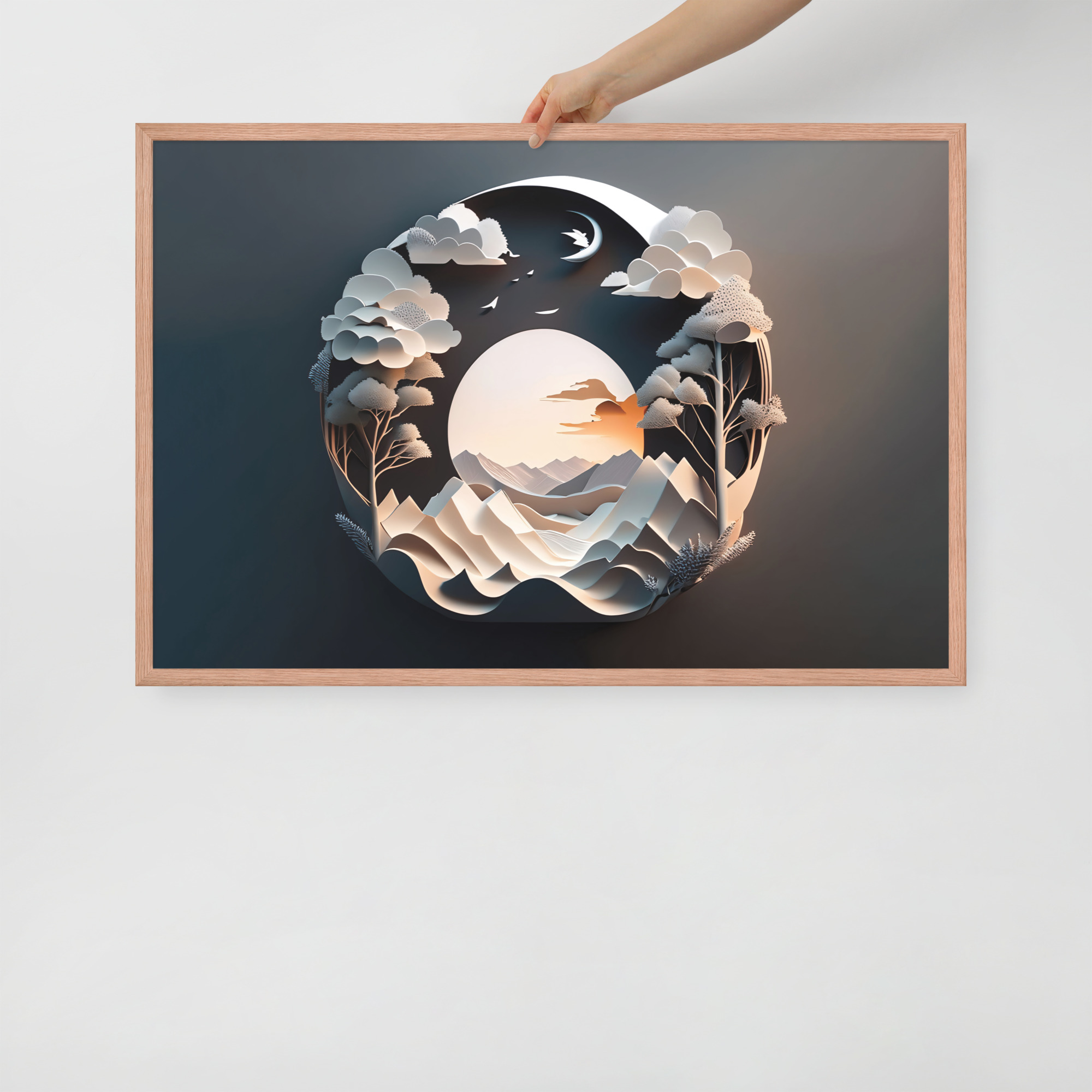 enhanced-matte-paper-framed-poster-in-red-oak-24x36-front-6832ba93677e1.jpg 3D Moon Framed poster