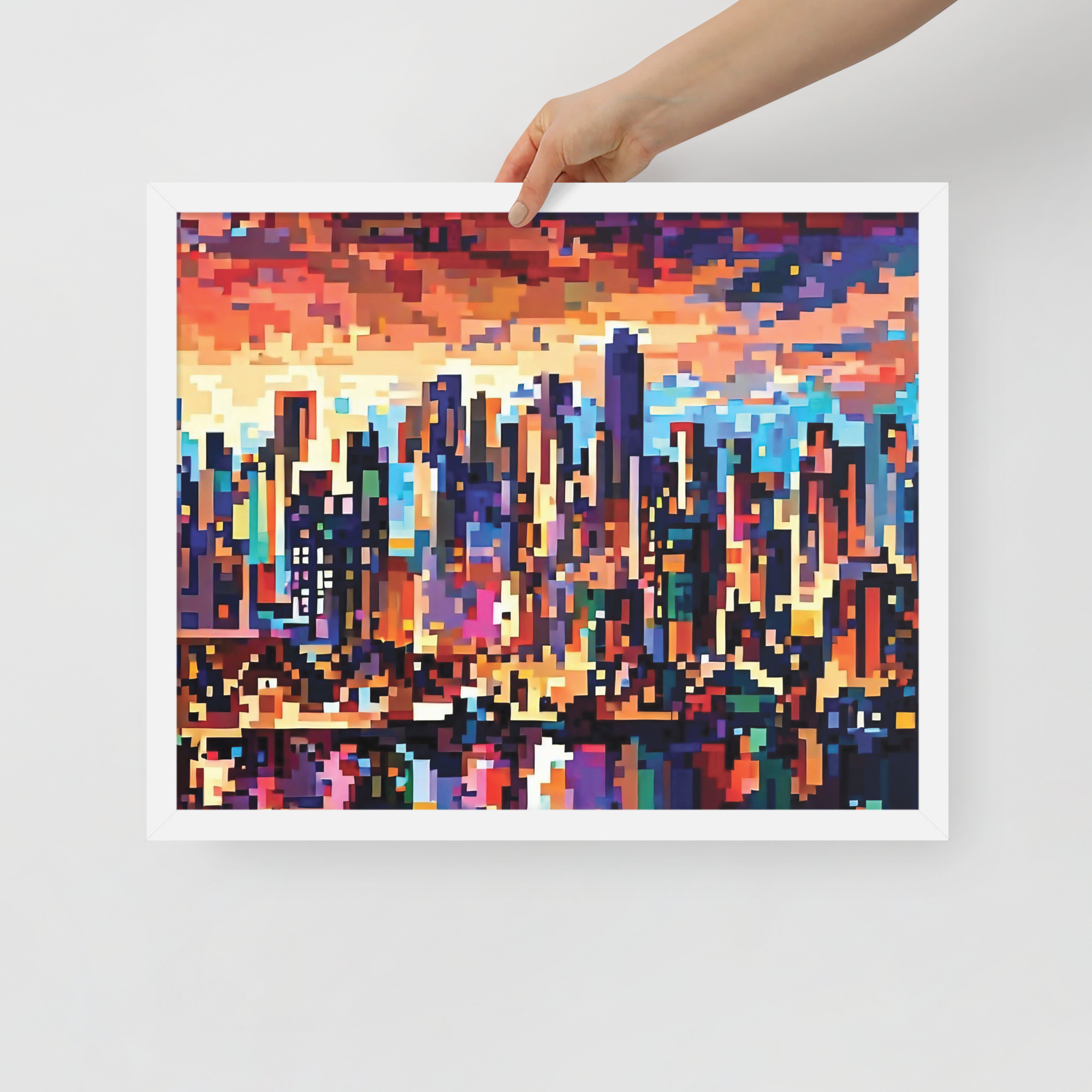 enhanced-matte-paper-framed-poster-in-white-16x20-front-6832bbcb2ed81.jpg Pixel City Framed poster