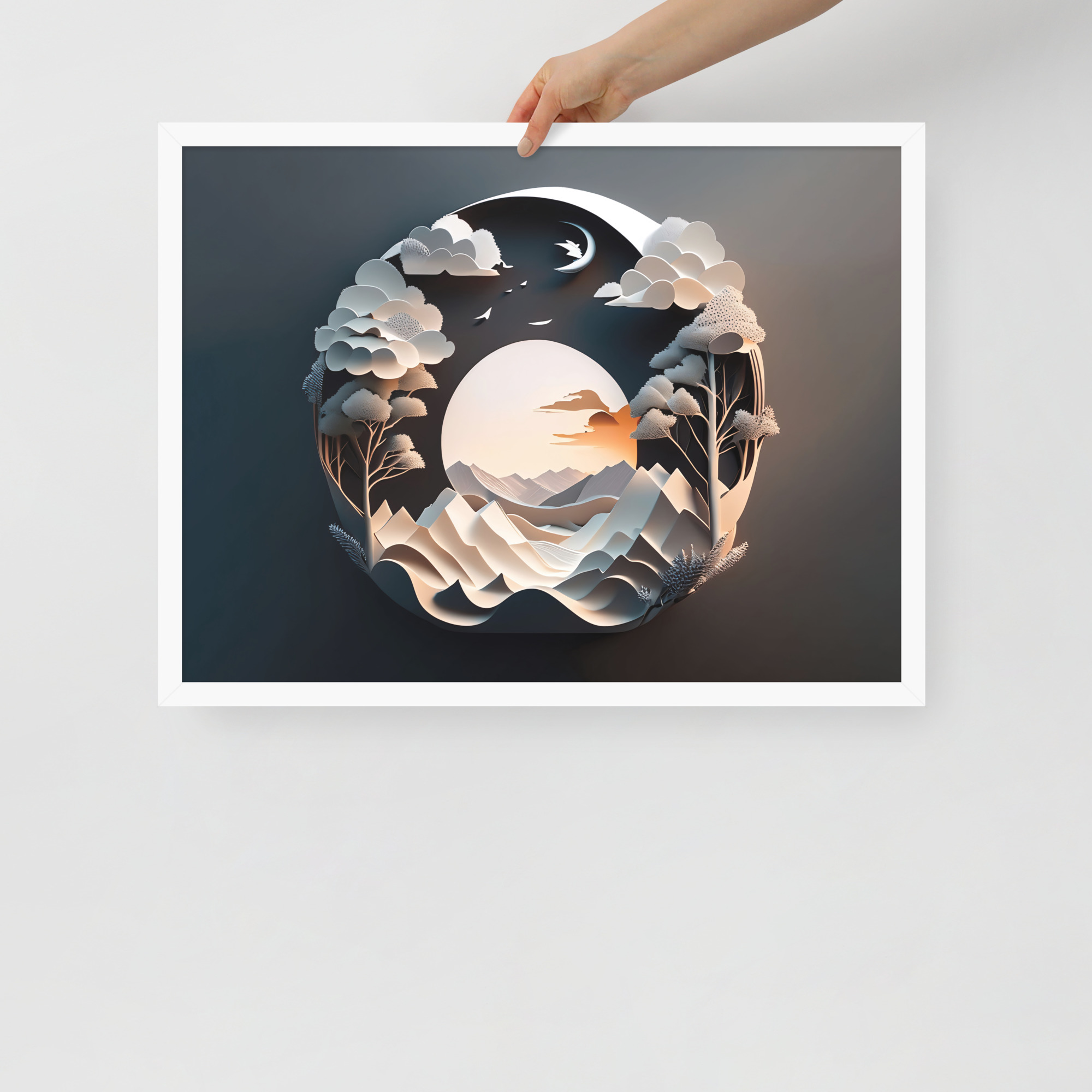 3D Moon Framed poster