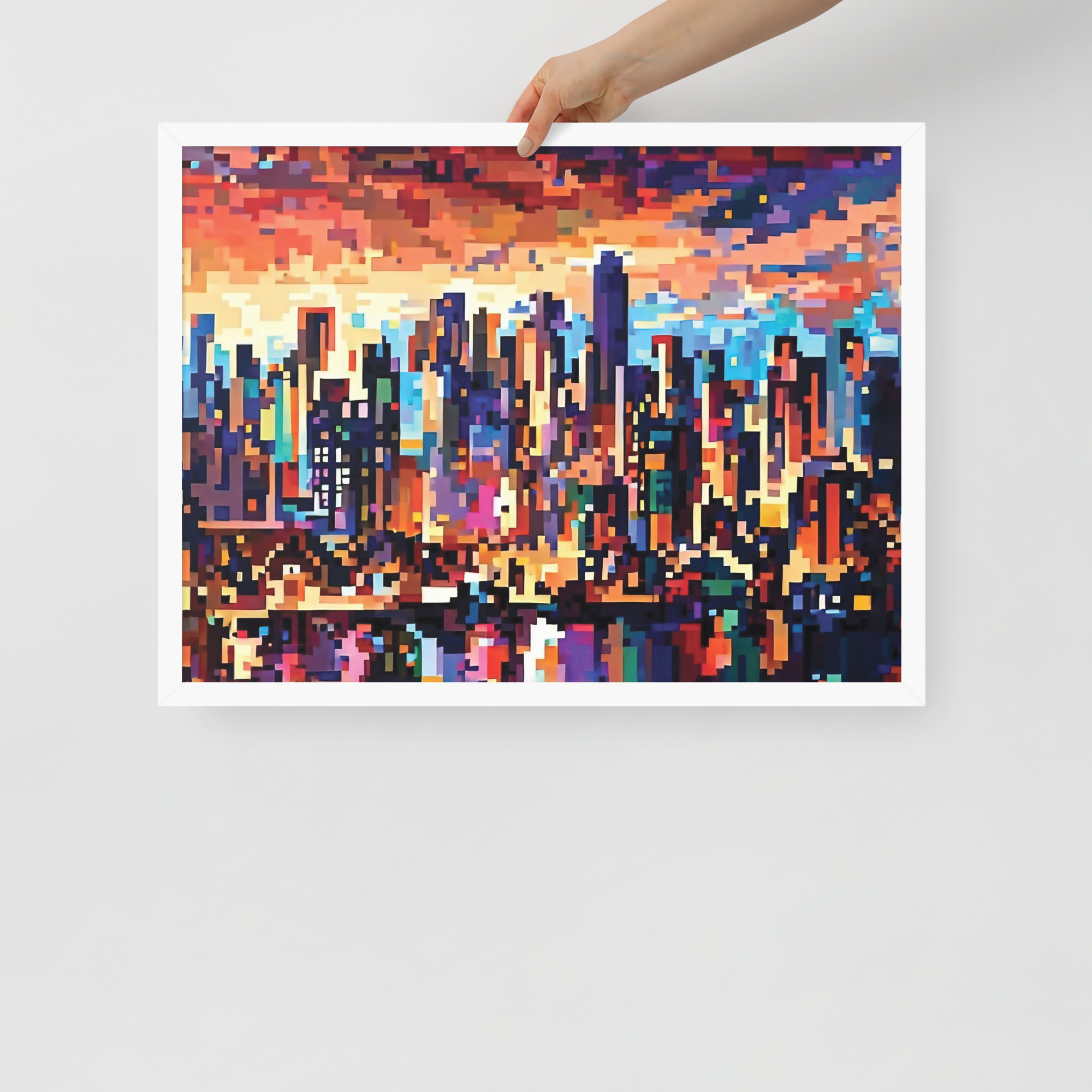 enhanced-matte-paper-framed-poster-in-white-18x24-front-6832bbcb2ee1c.jpg Pixel City Framed poster