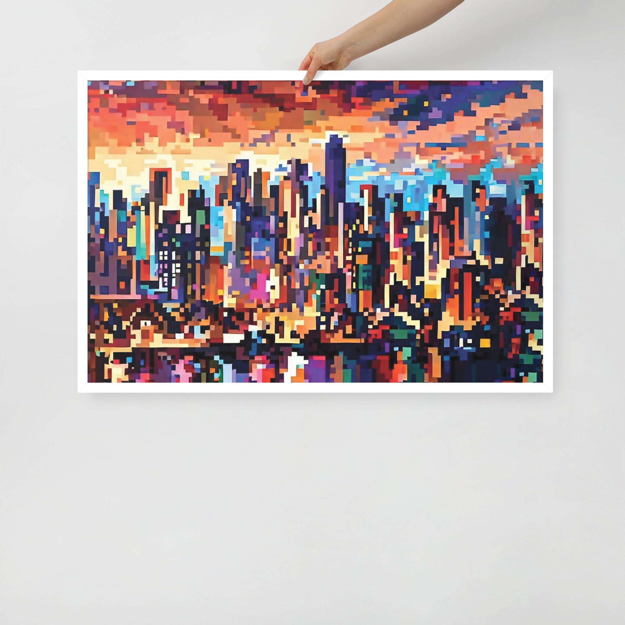 enhanced-matte-paper-framed-poster-in-white-24x36-front-6832bbcb2eea9.jpg Pixel City Framed poster