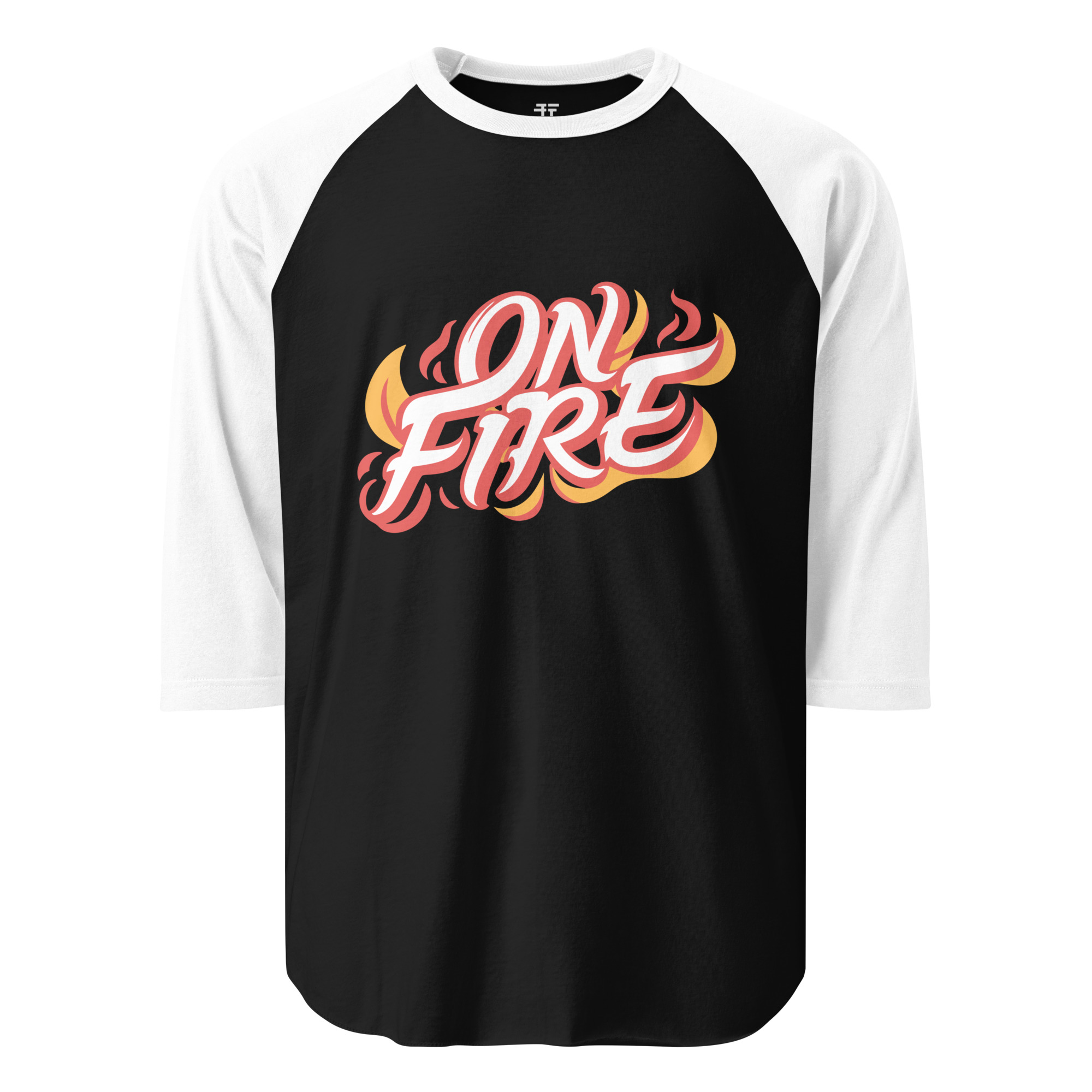 unisex-34-sleeve-raglan-shirt-black-white-front-683437edc2a3c.jpg On Fire 3/4 sleeve raglan shirt