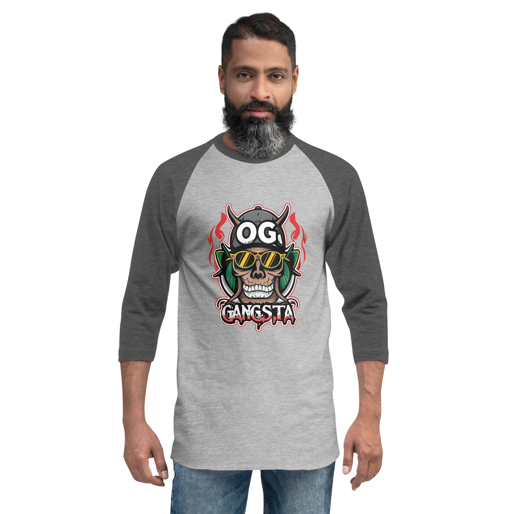 unisex-34-sleeve-raglan-shirt-heather-grey-heather-charcoal-front-6831c23b854b5.jpg OG Gangsta - 3/4 Sleeve Raglan Shirt