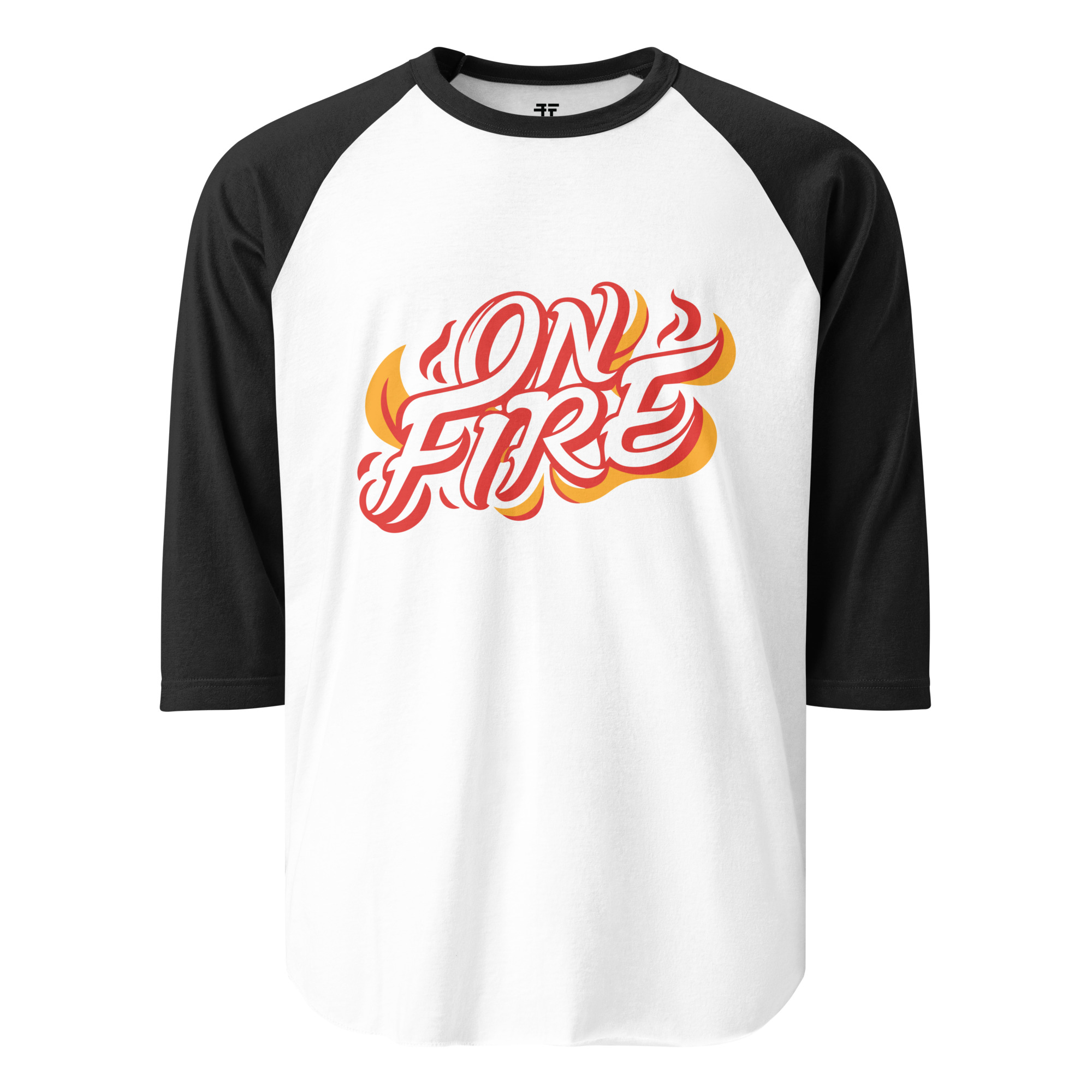 unisex-34-sleeve-raglan-shirt-white-black-front-683437edc48c2.jpg On Fire 3/4 sleeve raglan shirt