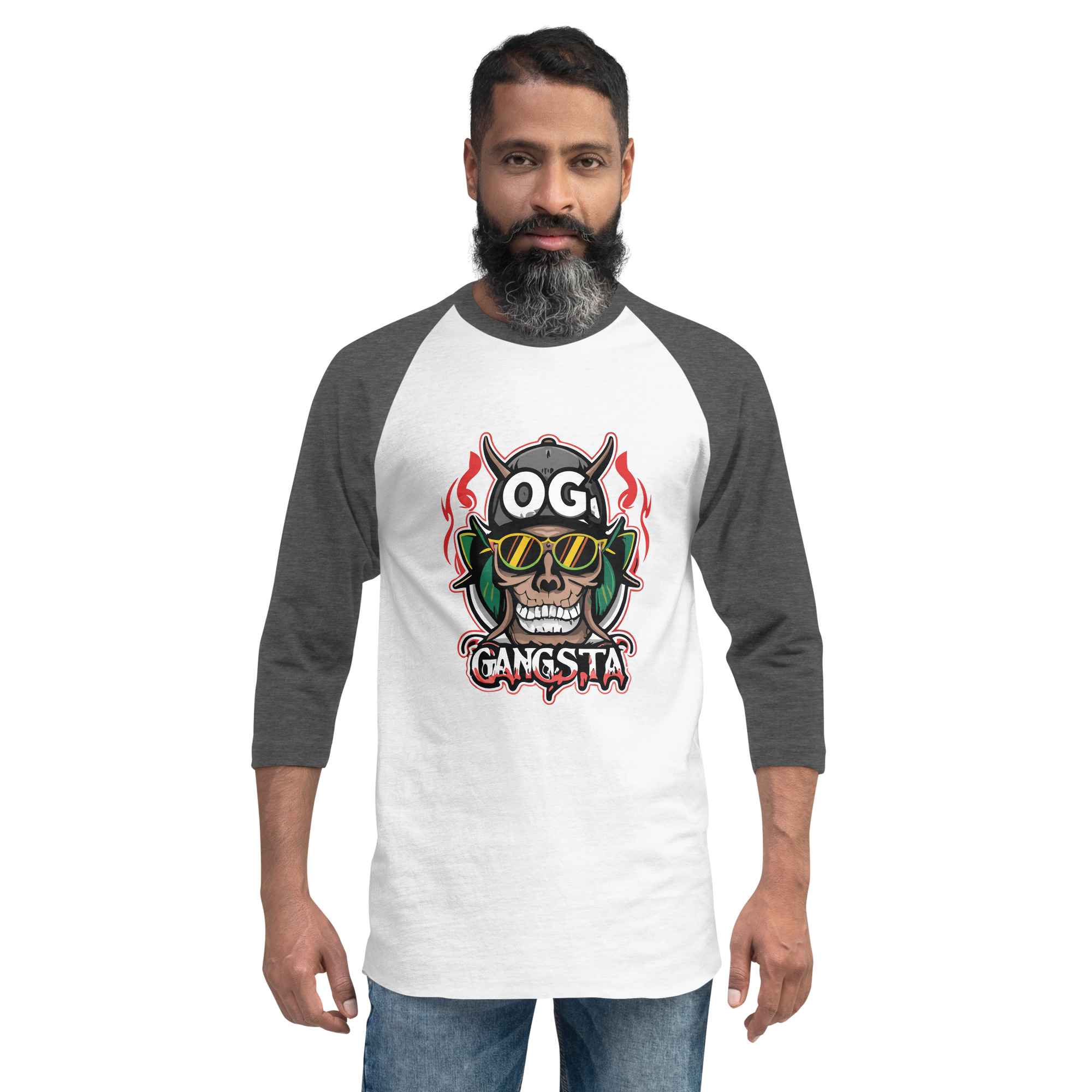 unisex-34-sleeve-raglan-shirt-white-heather-charcoal-front-6831c23b8763e.jpg OG Gangsta - 3/4 Sleeve Raglan Shirt