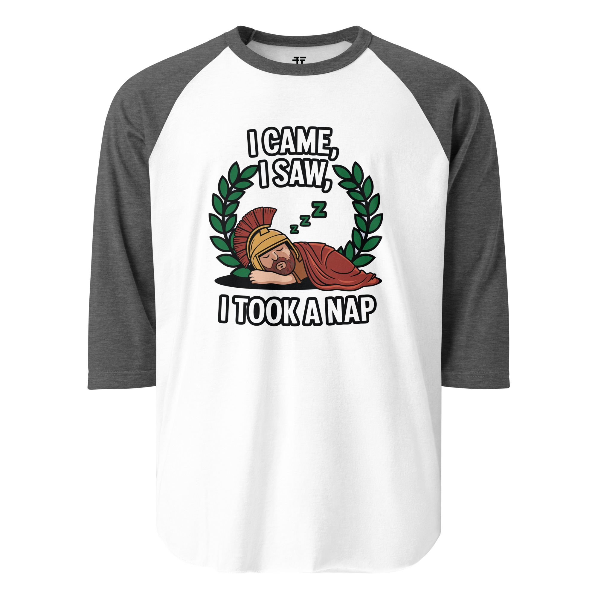 unisex-34-sleeve-raglan-shirt-white-heather-charcoal-front-68341af876a5a.jpg Nap time 3/4 sleeve raglan shirt