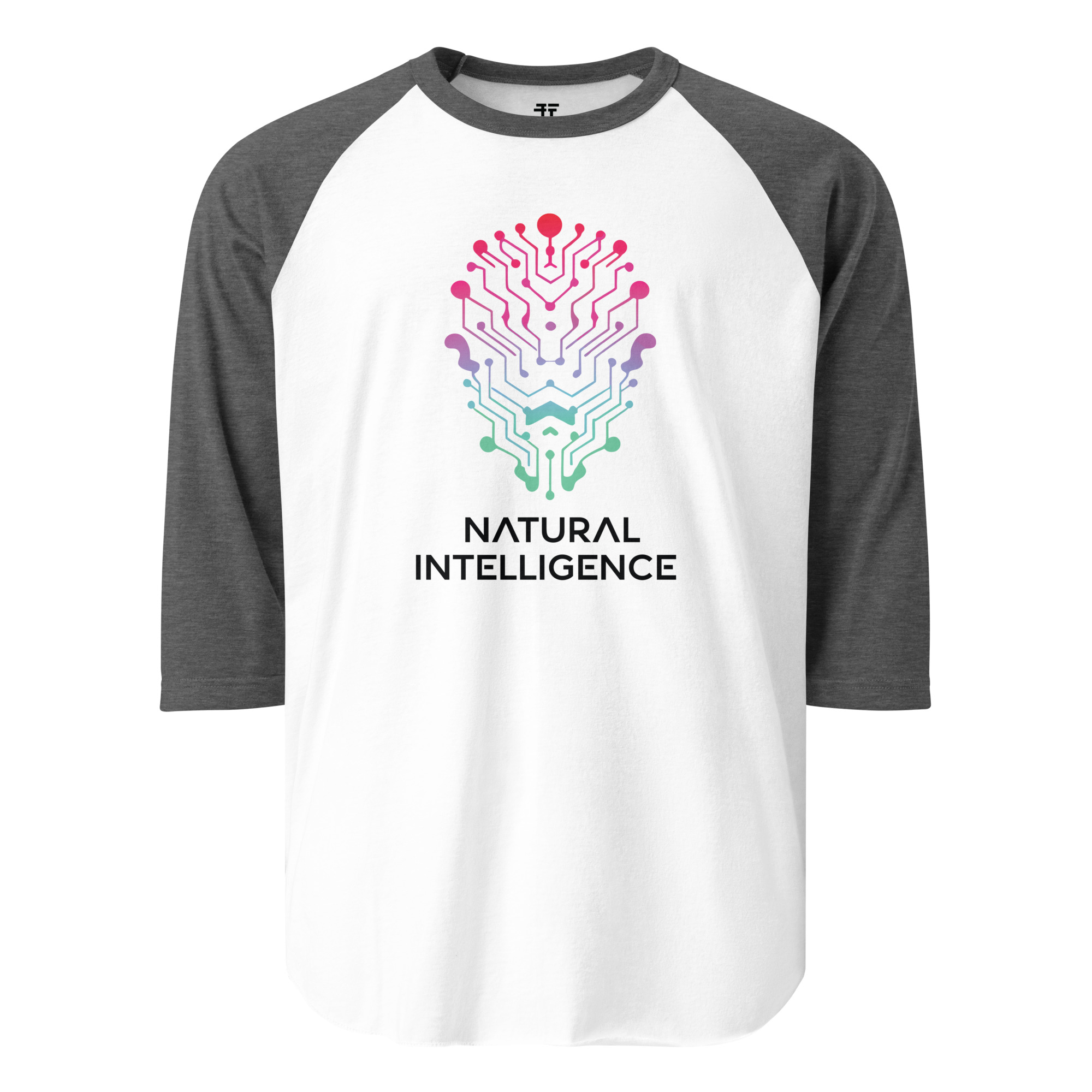 unisex-34-sleeve-raglan-shirt-white-heather-charcoal-front-6834391893da6.jpg Natural Intelligence 3/4 sleeve raglan shirt