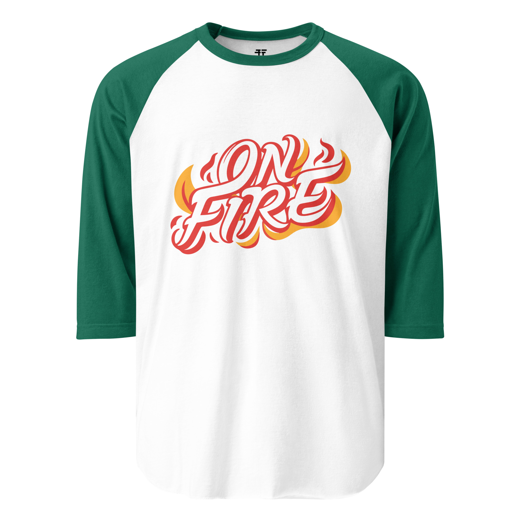 unisex-34-sleeve-raglan-shirt-white-kelly-front-683437edc74b2.jpg On Fire 3/4 sleeve raglan shirt