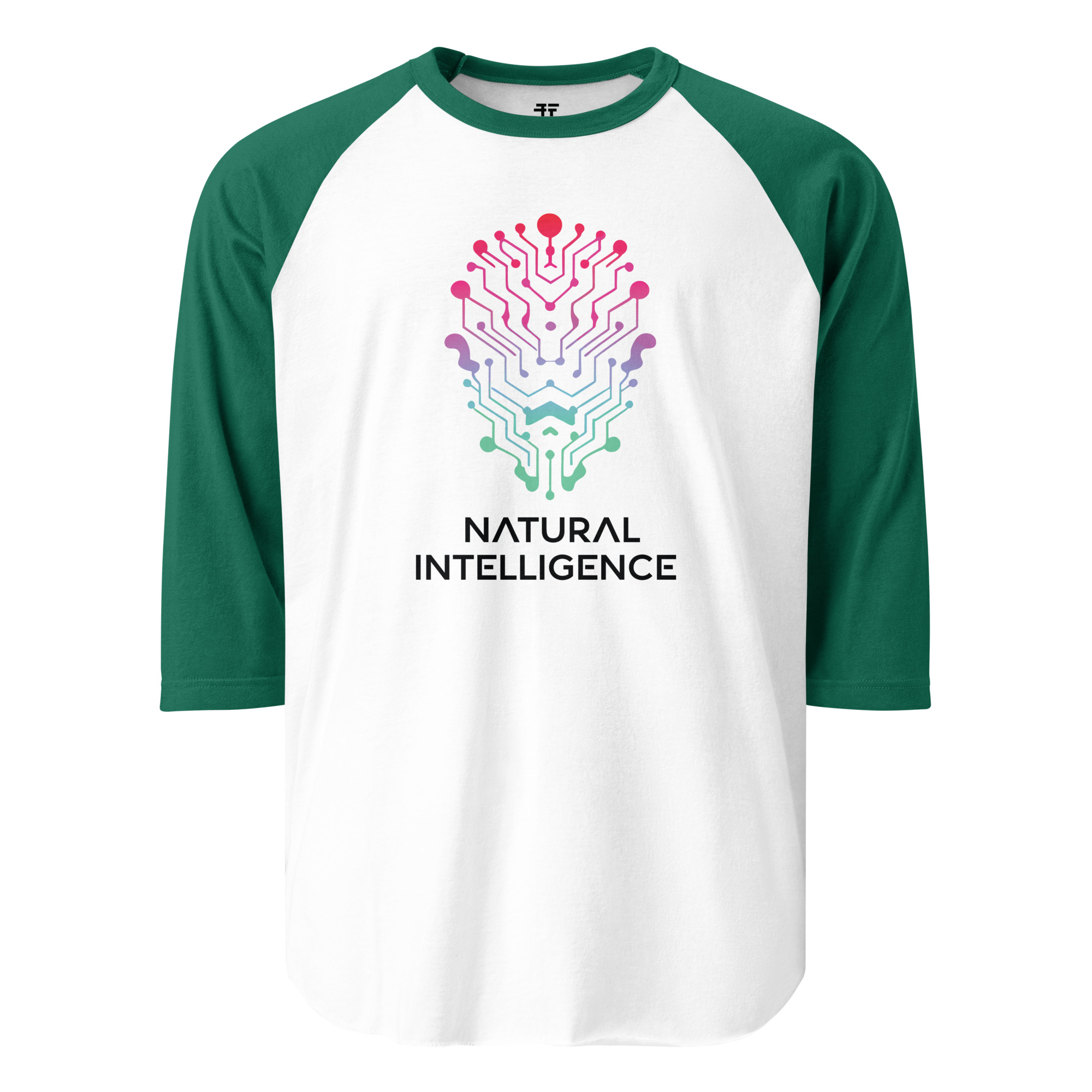unisex-34-sleeve-raglan-shirt-white-kelly-front-68343918944f2.jpg Natural Intelligence 3/4 sleeve raglan shirt