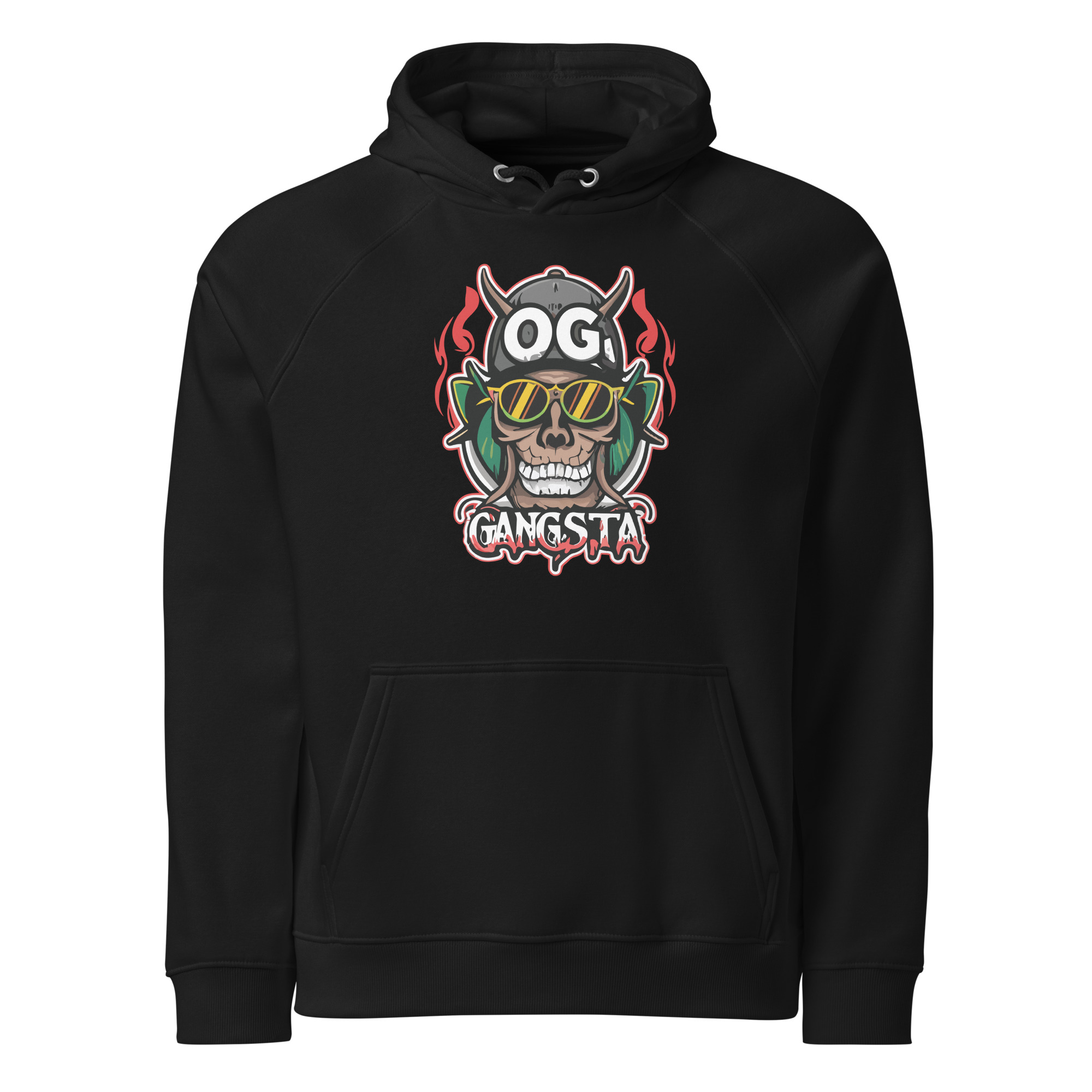 unisex-eco-raglan-hoodie-black-front-68341cbde231f.jpg OG Gangsta Unisex eco raglan hoodie
