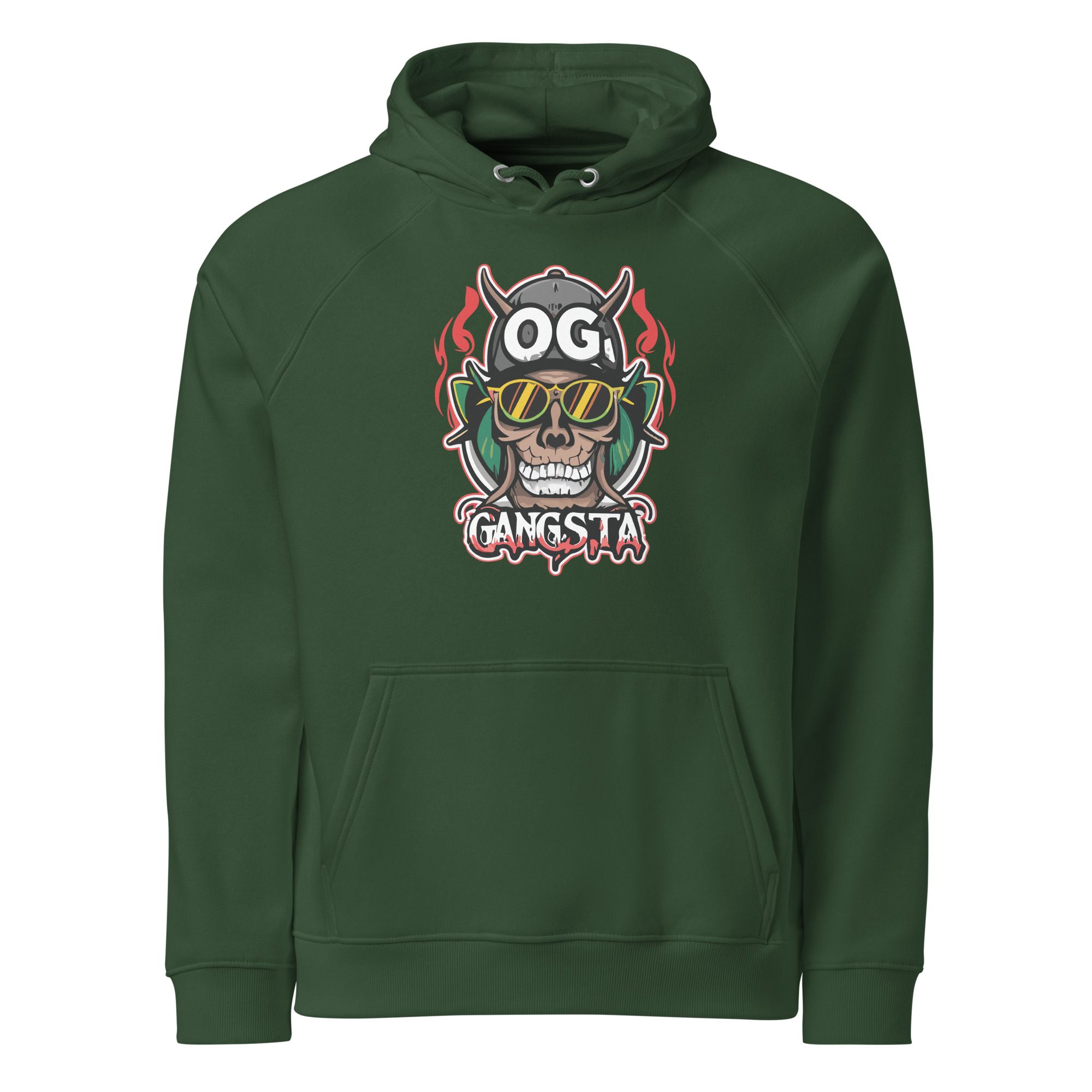 unisex-eco-raglan-hoodie-bottle-green-front-68341cbde737c.jpg OG Gangsta Unisex eco raglan hoodie