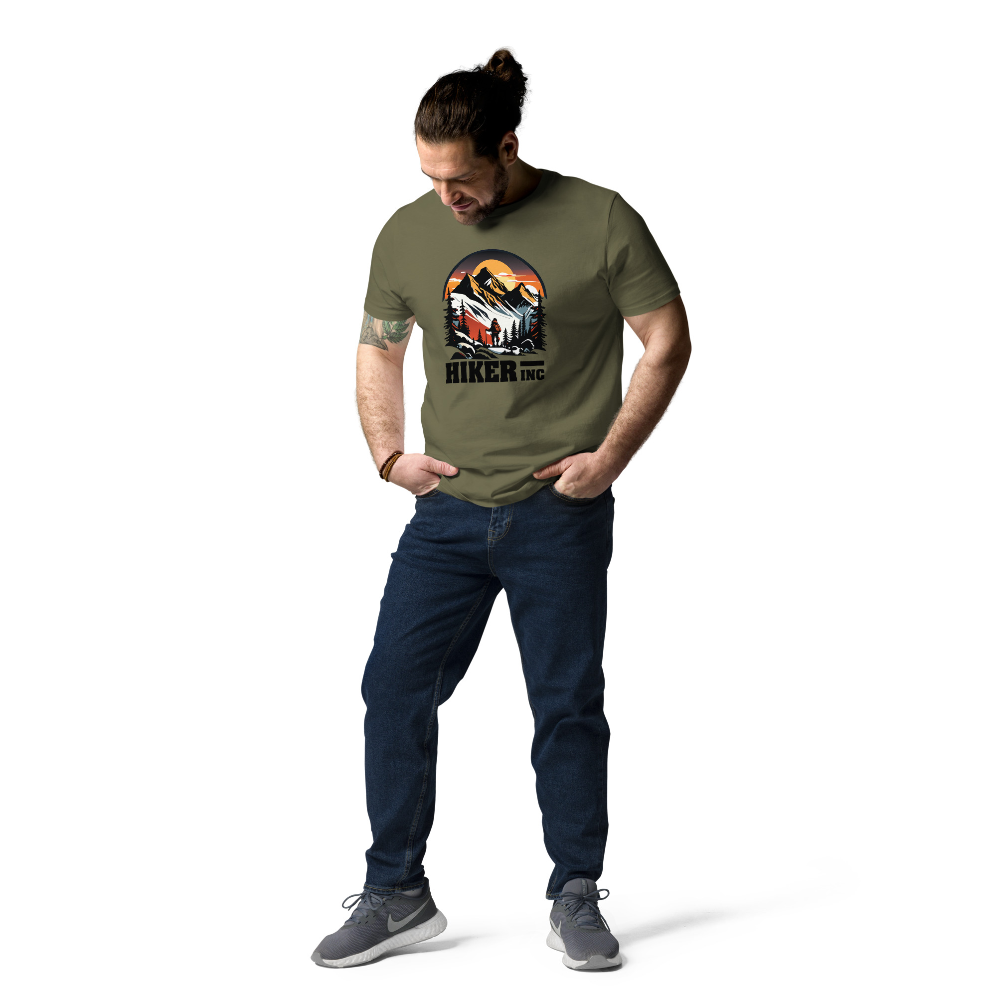 unisex-organic-cotton-t-shirt-khaki-front-2-683403126b9b7.jpg Hiker INC Unisex organic cotton t-shirt