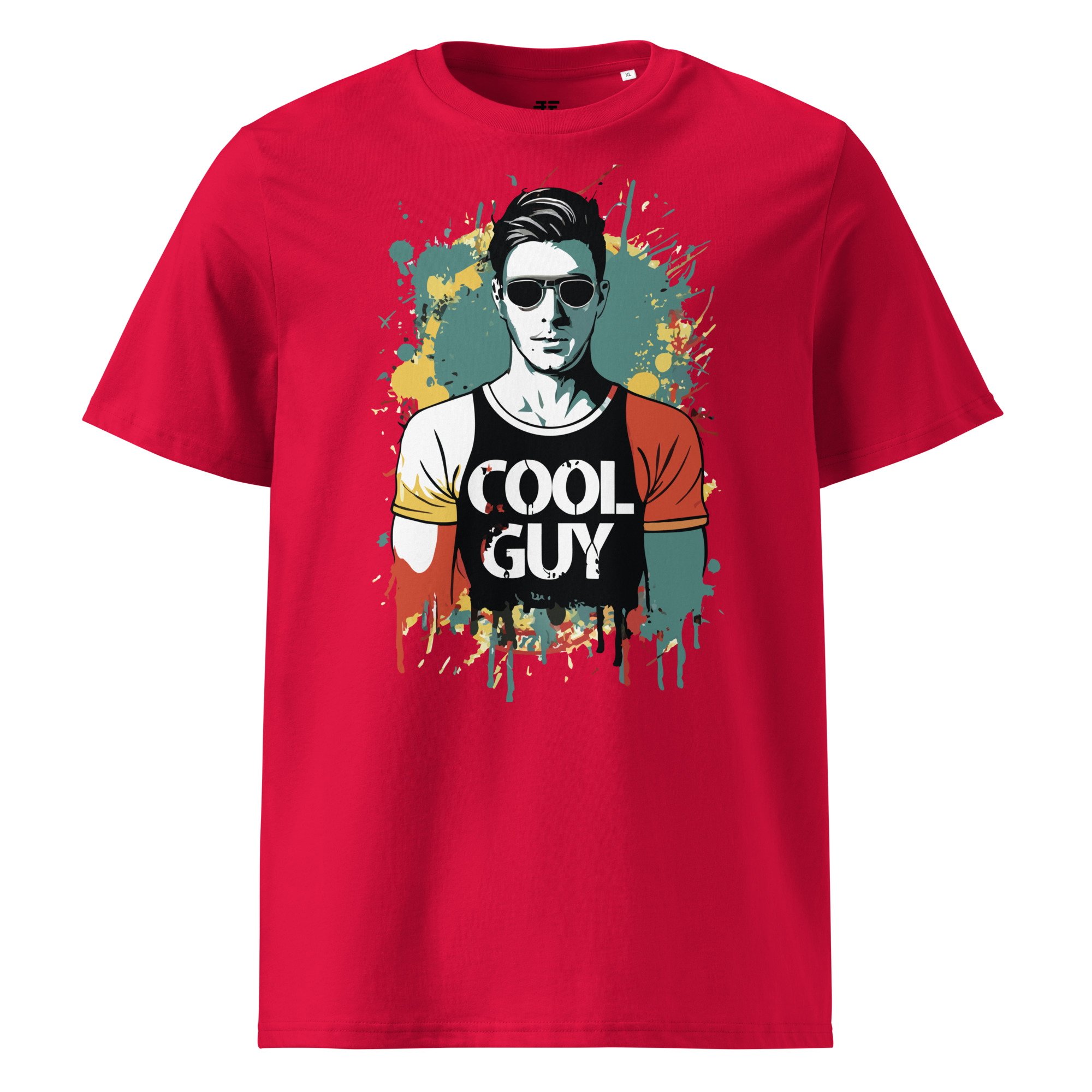 unisex-organic-cotton-t-shirt-red-front-683408e15d63b.jpg Cool Guy Unisex organic cotton t-shirt