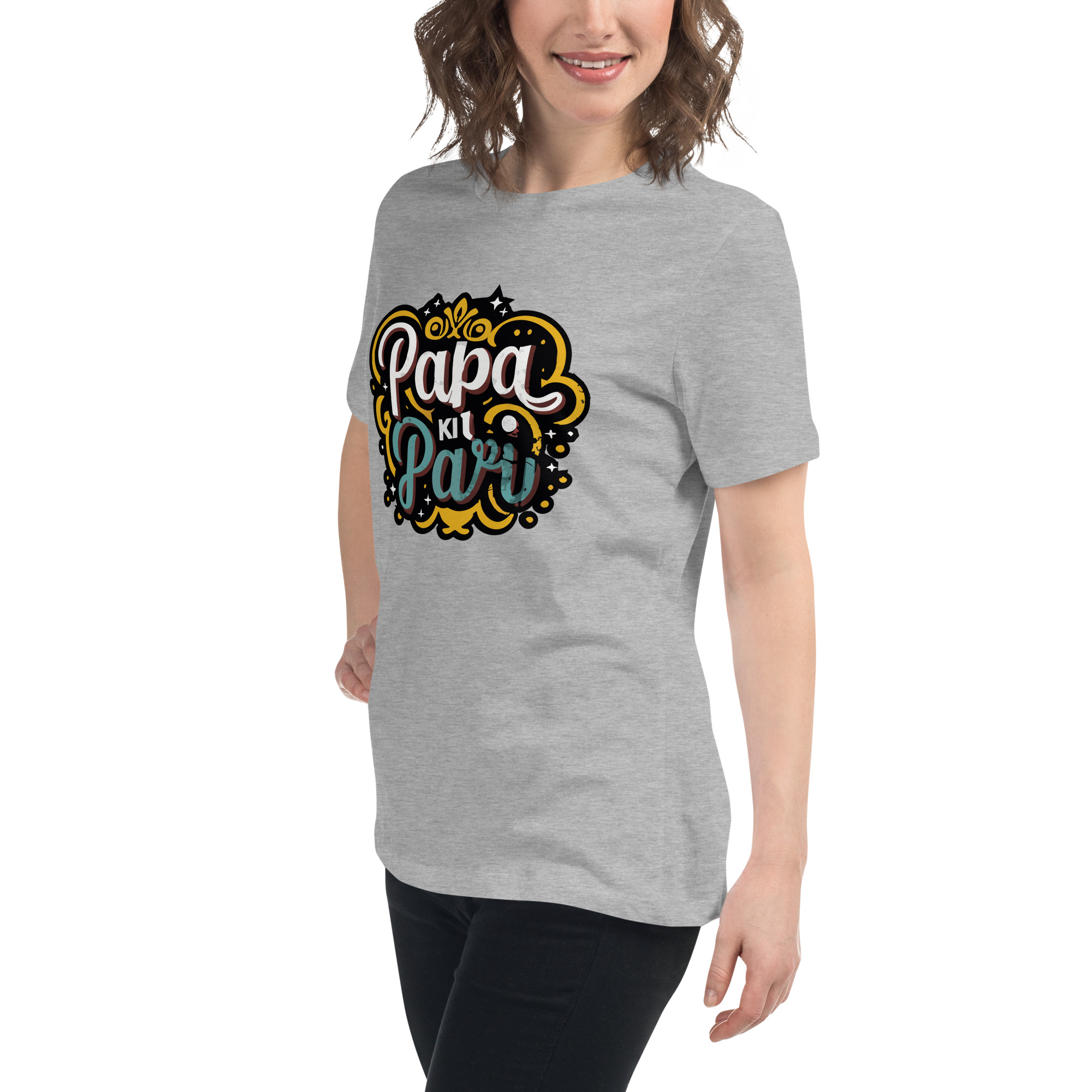 womens-relaxed-t-shirt-athletic-heather-left-front-6832e1e7a15f8.jpg Papa ki Pari Women's Relaxed T-Shirt