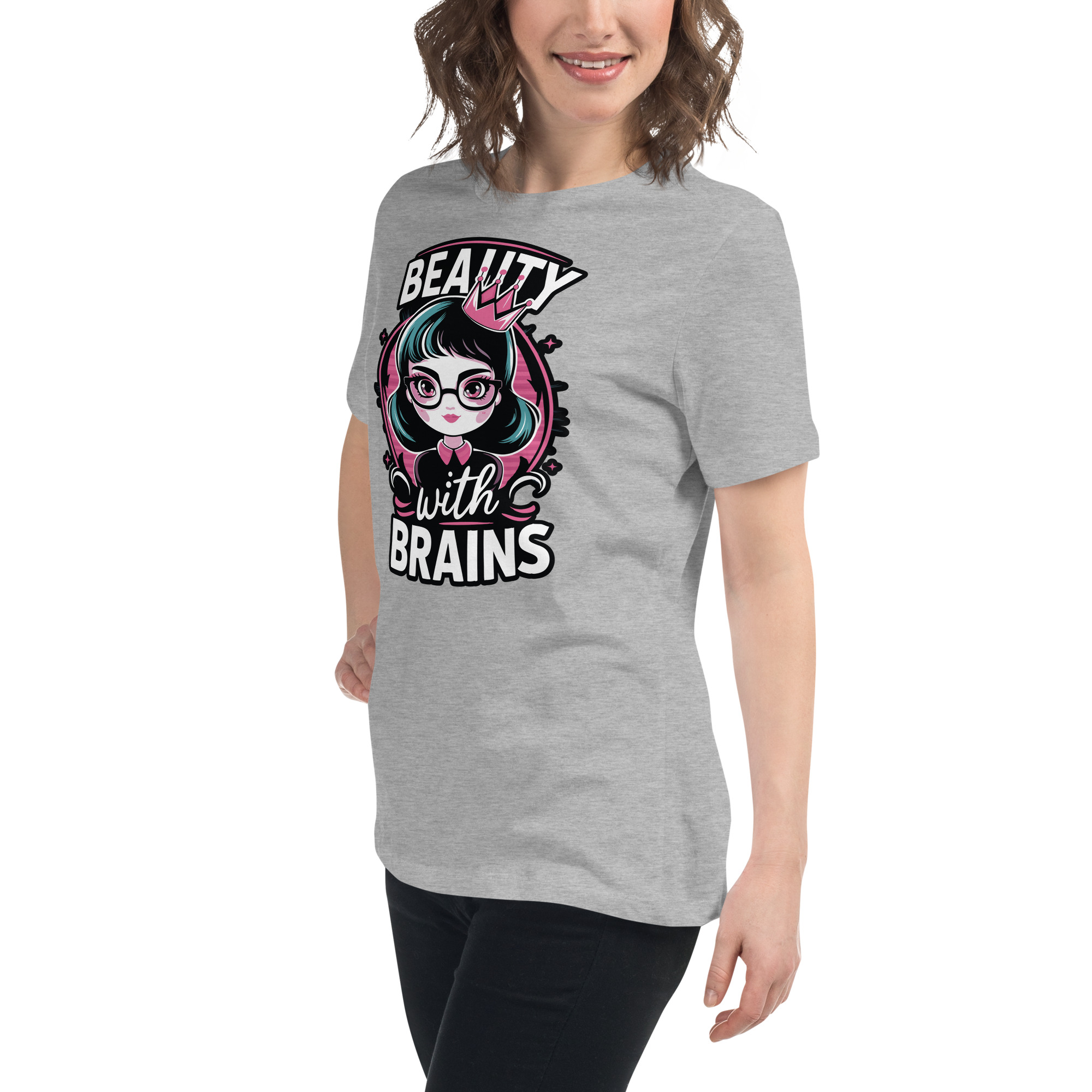womens-relaxed-t-shirt-athletic-heather-left-front-68346f2ec5892.jpg Beauty Brains Women's Relaxed T-Shirt