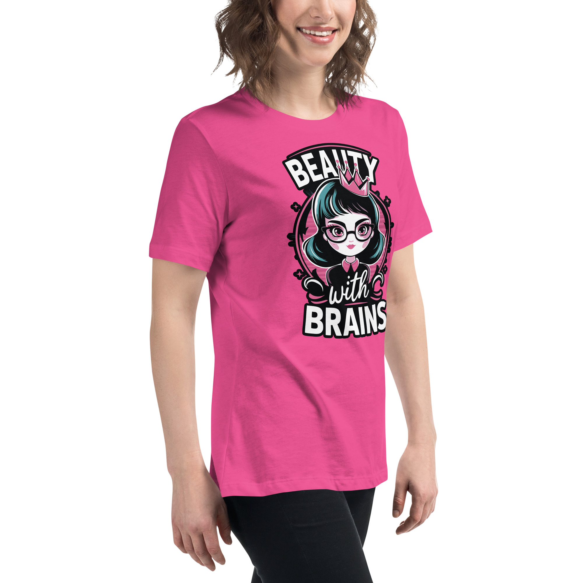womens-relaxed-t-shirt-berry-right-front-68346f2e79395.jpg Beauty Brains Women's Relaxed T-Shirt