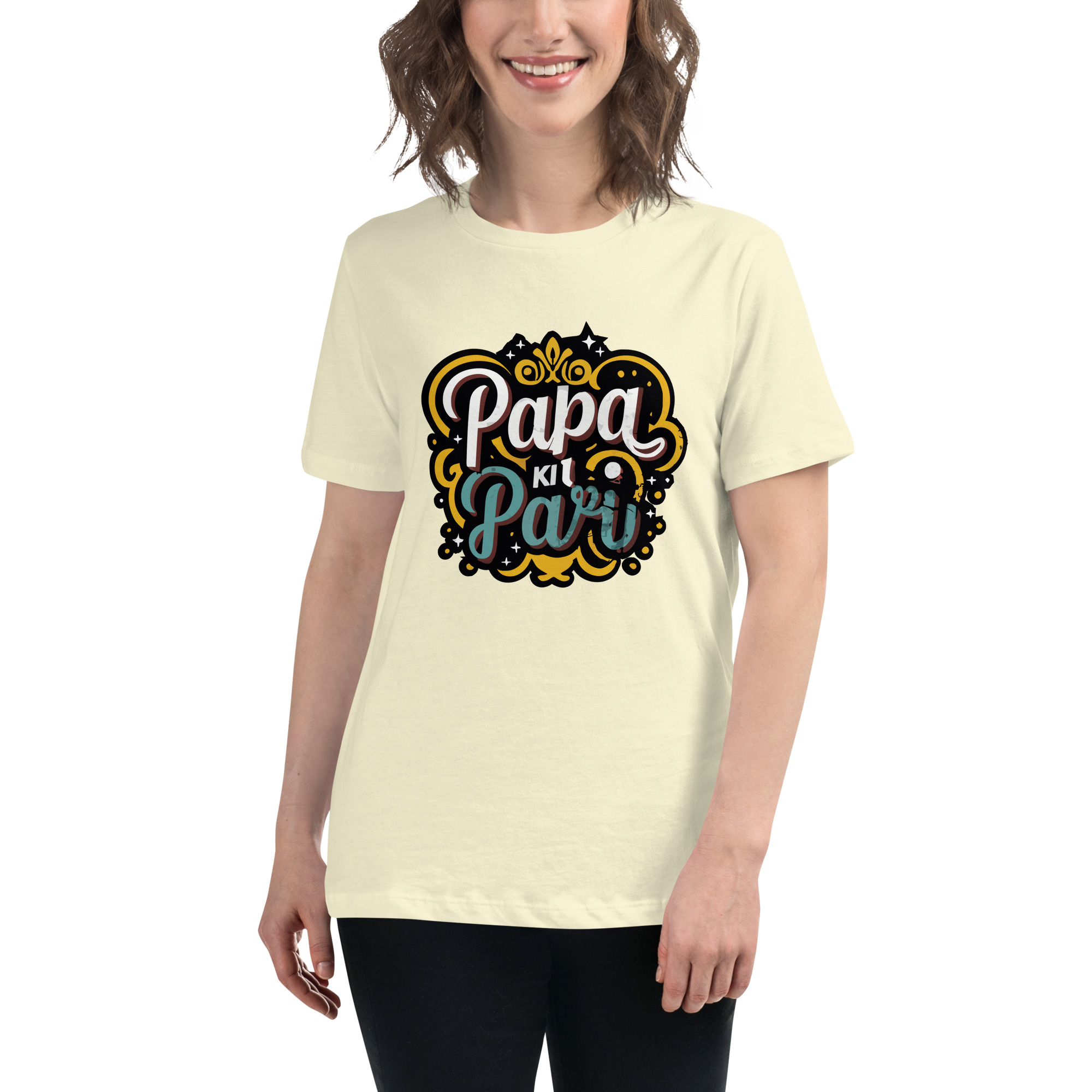 womens-relaxed-t-shirt-citron-front-6832e1e7c3a9b.jpg Papa ki Pari Women's Relaxed T-Shirt