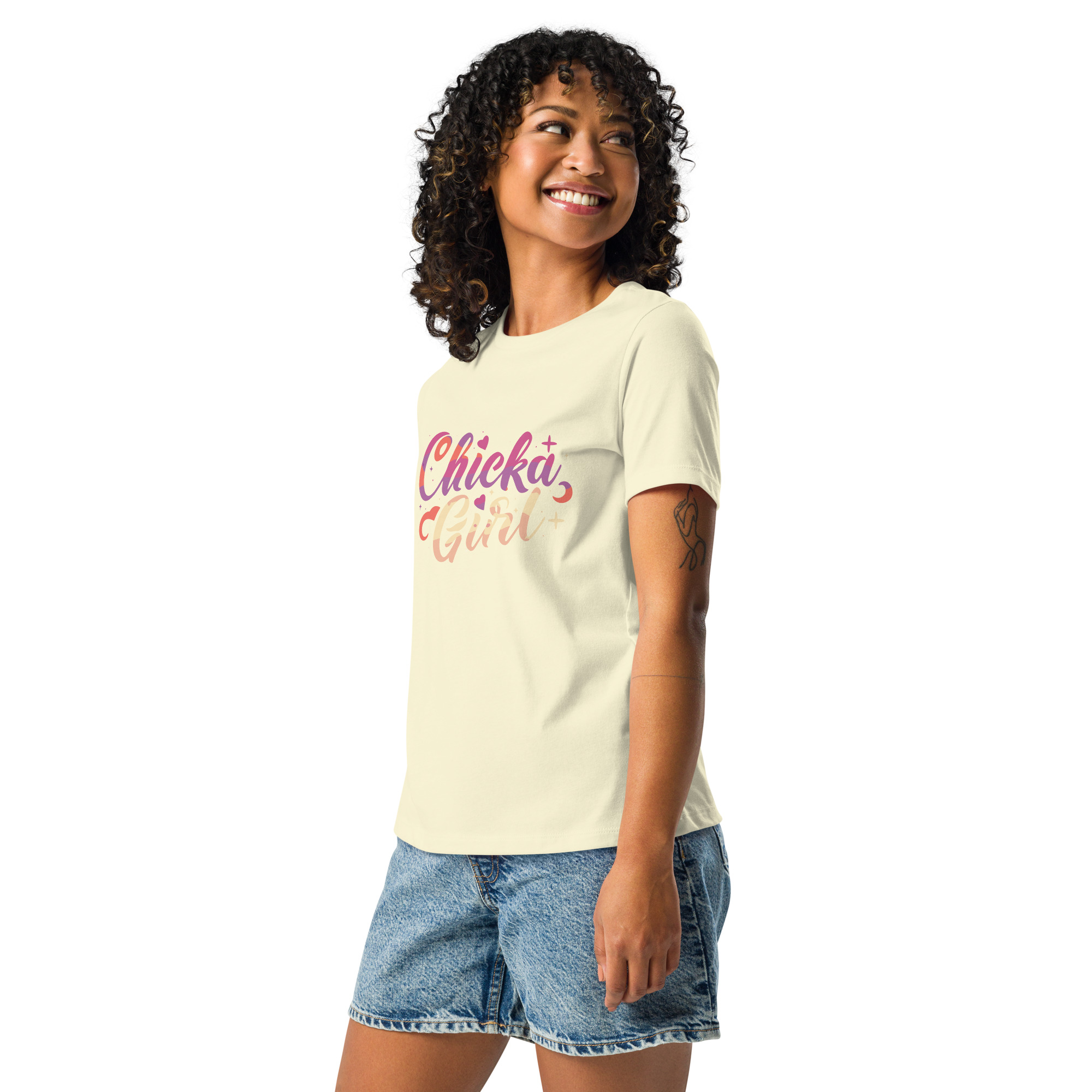 womens-relaxed-t-shirt-citron-left-front-6832e24c7d37f.jpg Chicka Girl Women's Relaxed T-Shirt