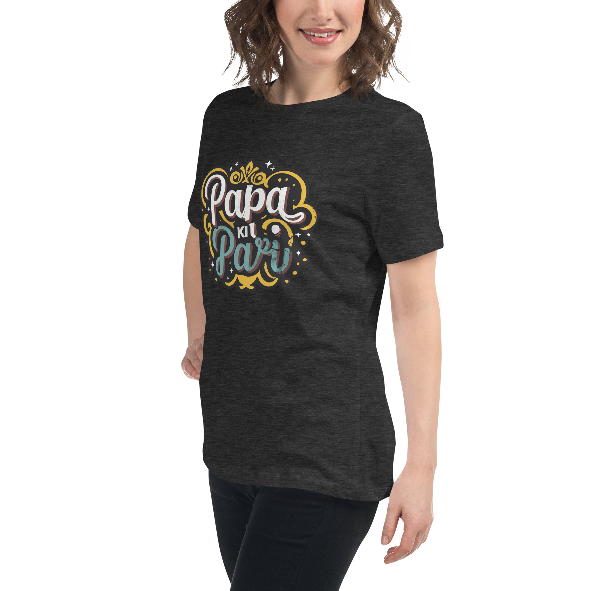 womens-relaxed-t-shirt-dark-grey-heather-left-front-6832e1e789925.jpg Papa ki Pari Women's Relaxed T-Shirt