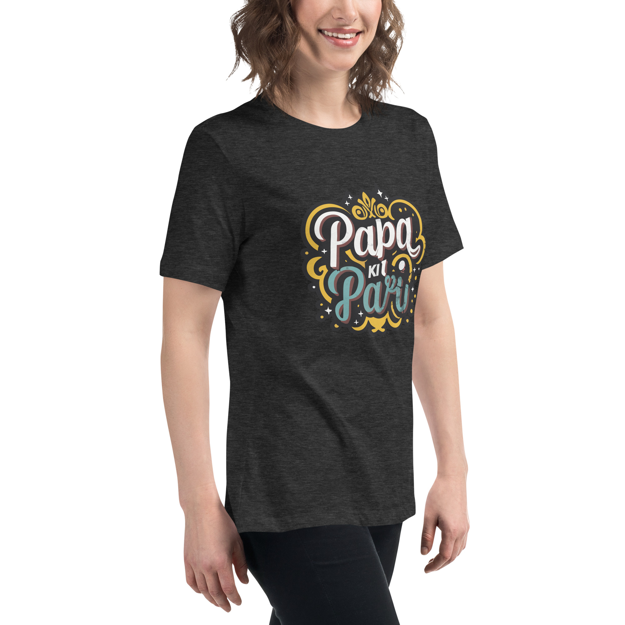 womens-relaxed-t-shirt-dark-grey-heather-right-front-6832e1e78b956.jpg Papa ki Pari Women's Relaxed T-Shirt