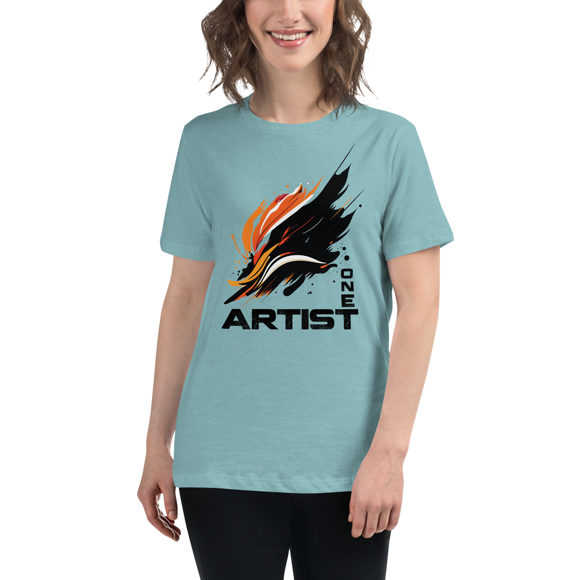 womens-relaxed-t-shirt-heather-blue-lagoon-front-6832e17d3cbc7.jpg Artist One Women's Relaxed T-Shirt