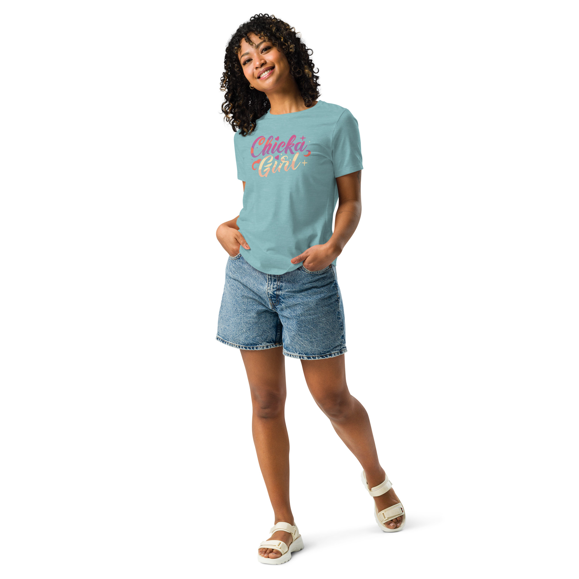 womens-relaxed-t-shirt-heather-blue-lagoon-front-6832e24c5d890.jpg Chicka Girl Women's Relaxed T-Shirt