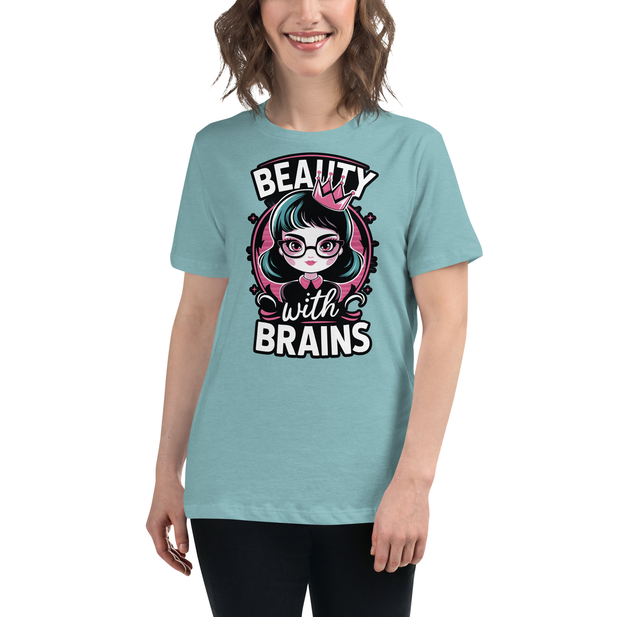 womens-relaxed-t-shirt-heather-blue-lagoon-front-68346f2ea8fed.jpg Beauty Brains Women's Relaxed T-Shirt