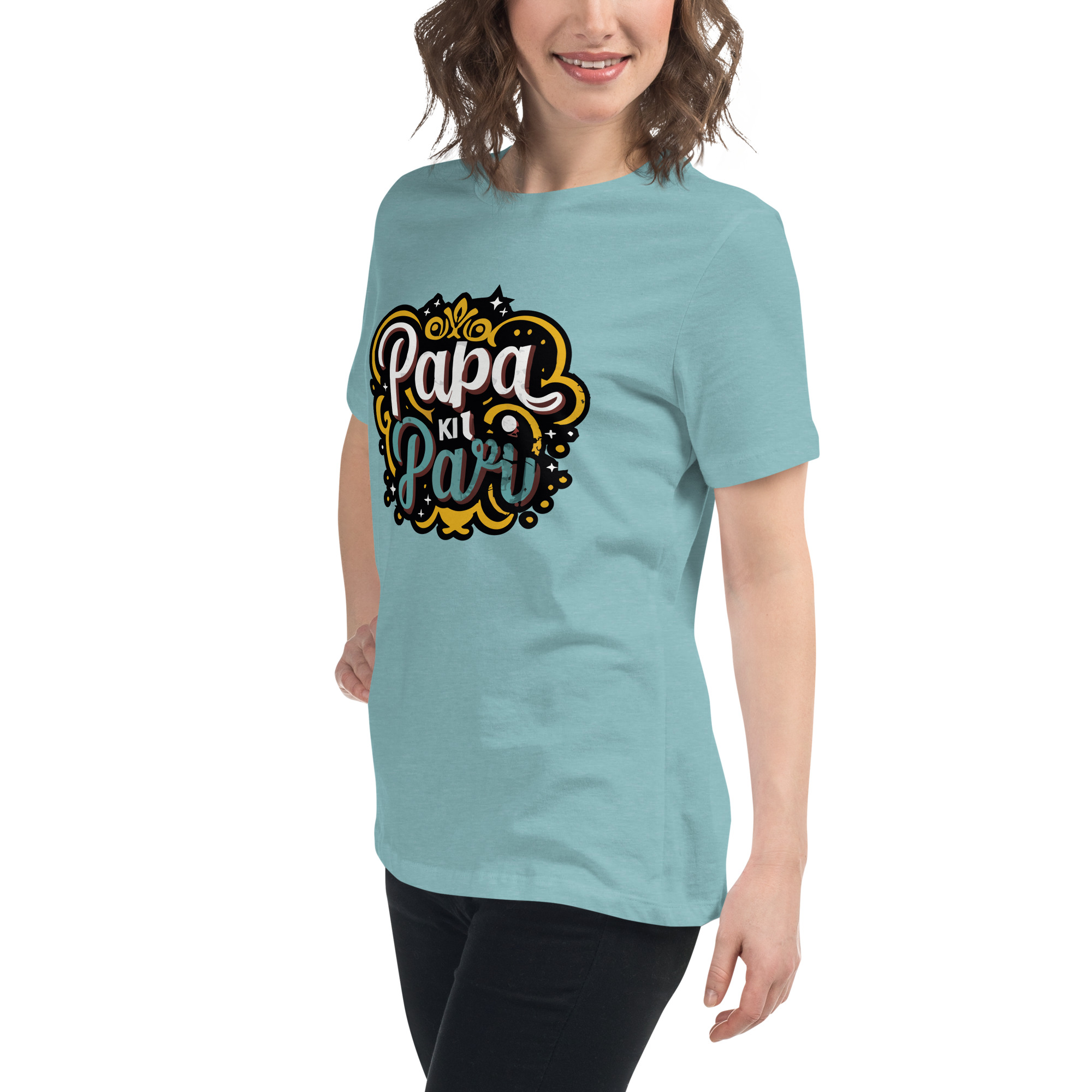womens-relaxed-t-shirt-heather-blue-lagoon-left-front-6832e1e799718.jpg Papa ki Pari Women's Relaxed T-Shirt