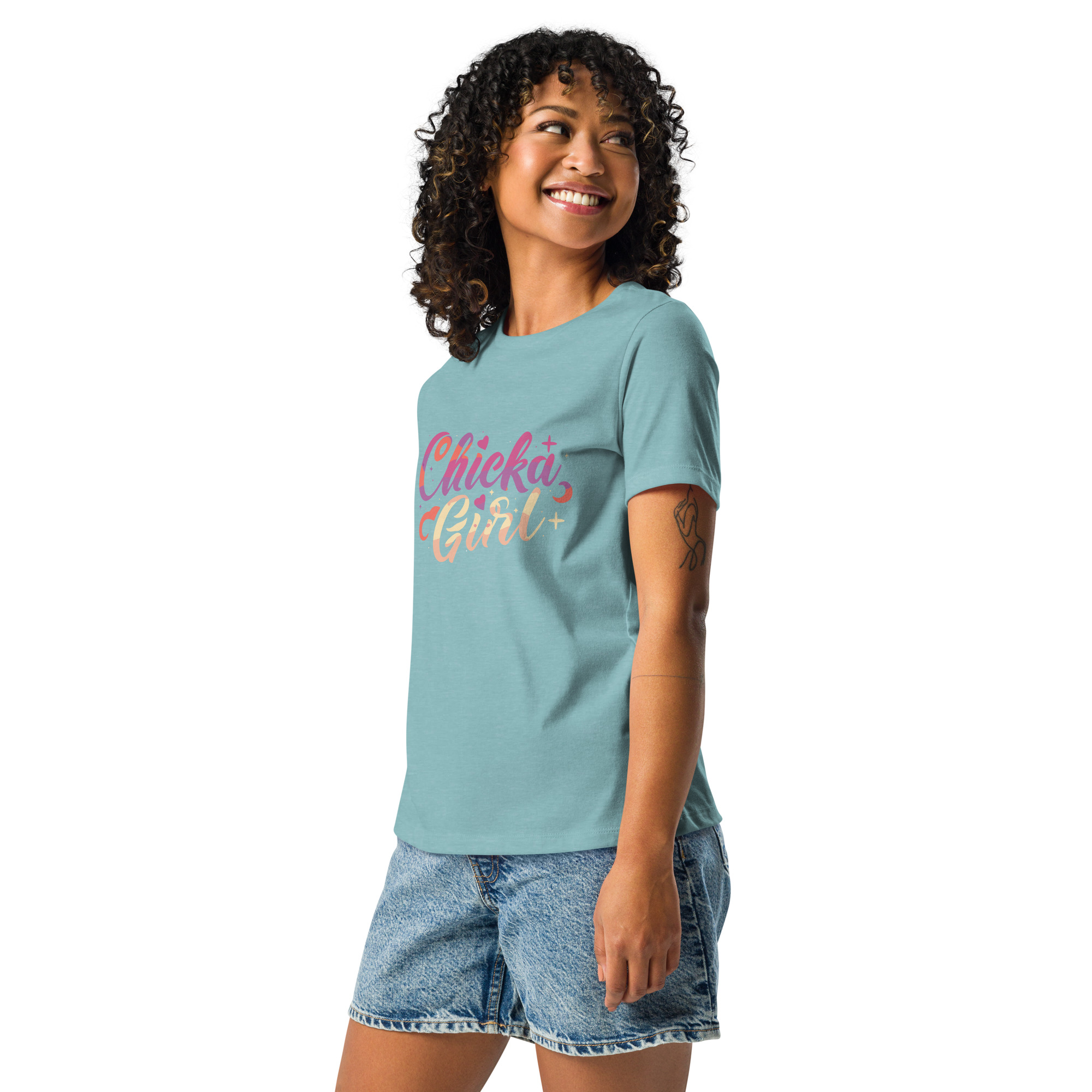 womens-relaxed-t-shirt-heather-blue-lagoon-left-front-6832e24c5f41c.jpg Chicka Girl Women's Relaxed T-Shirt
