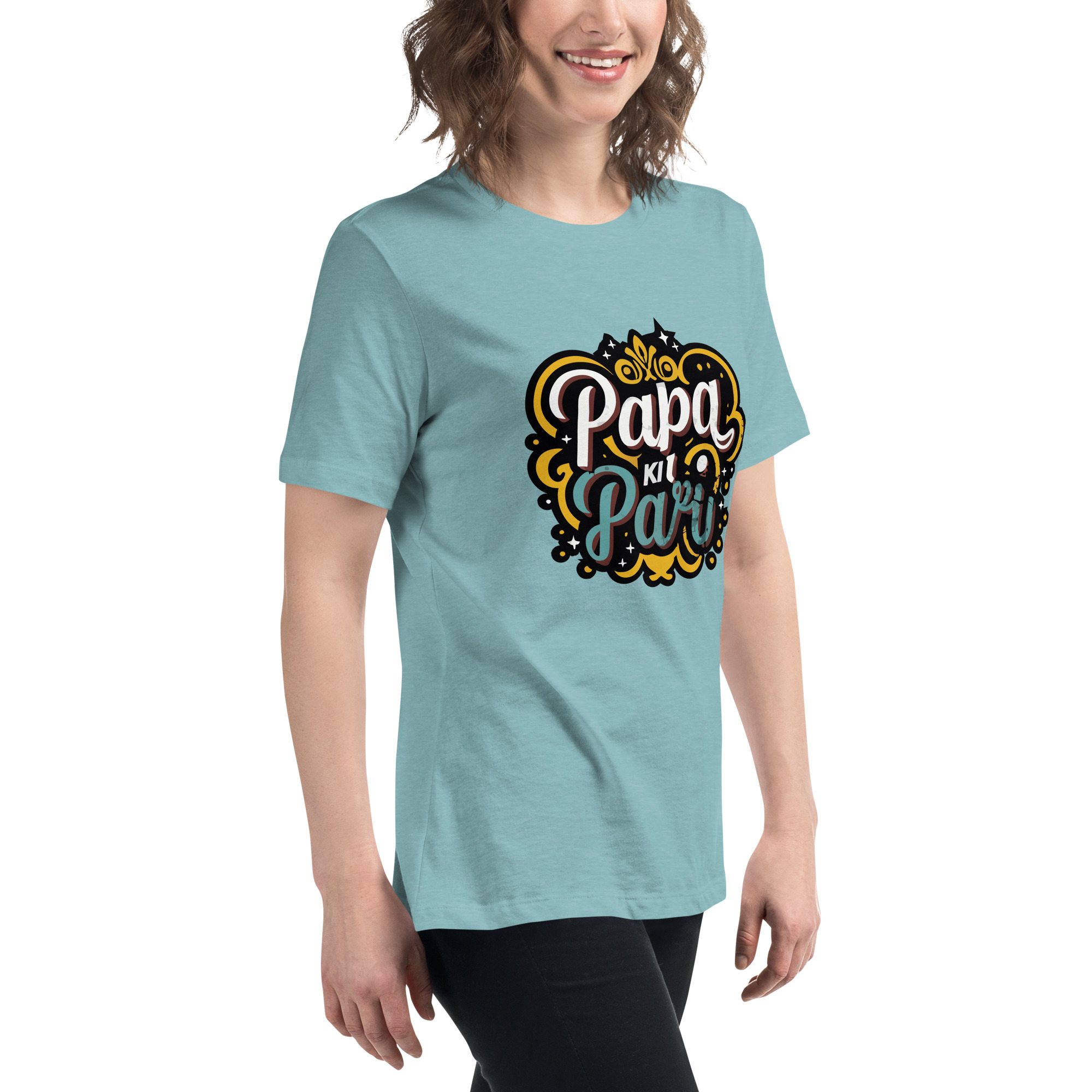 womens-relaxed-t-shirt-heather-blue-lagoon-right-front-6832e1e79c65e.jpg Papa ki Pari Women's Relaxed T-Shirt