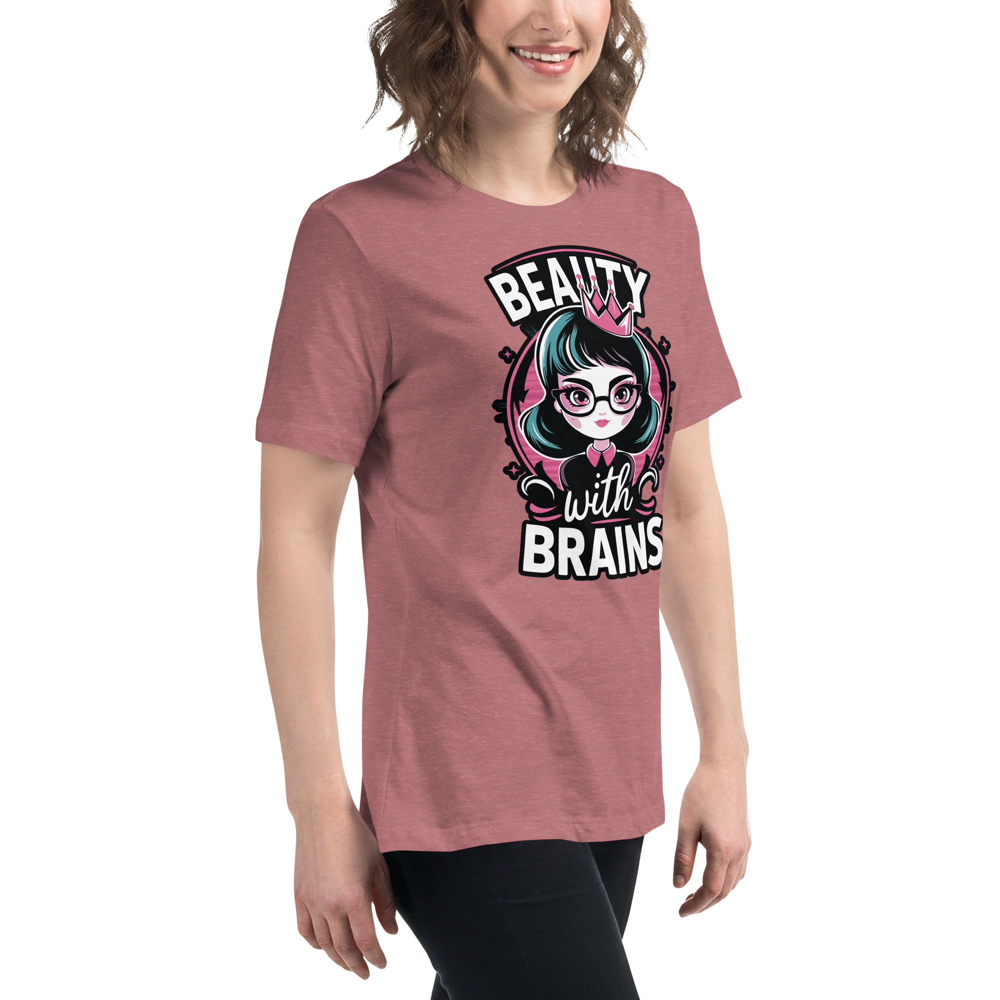 womens-relaxed-t-shirt-heather-mauve-right-front-68346f2e8b318.jpg Beauty Brains Women's Relaxed T-Shirt