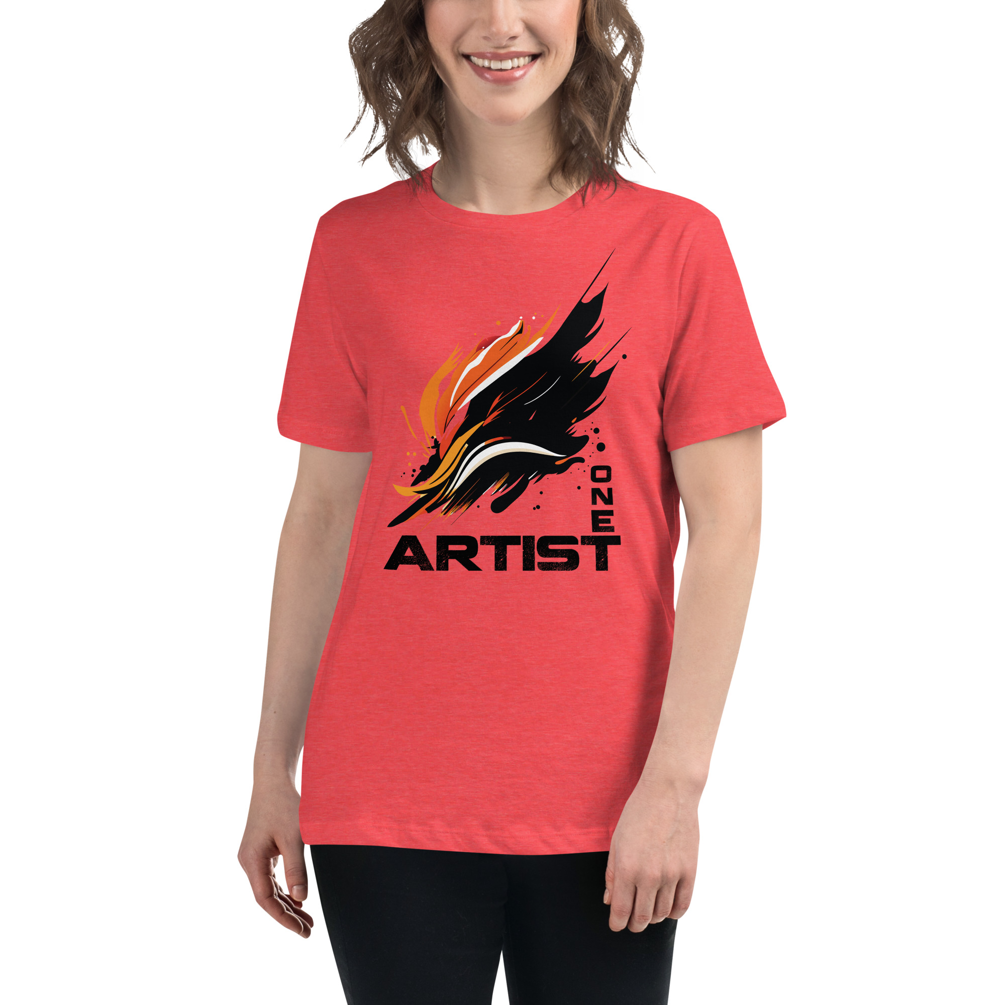 womens-relaxed-t-shirt-heather-red-front-6832e17d39e82.jpg Artist One Women's Relaxed T-Shirt