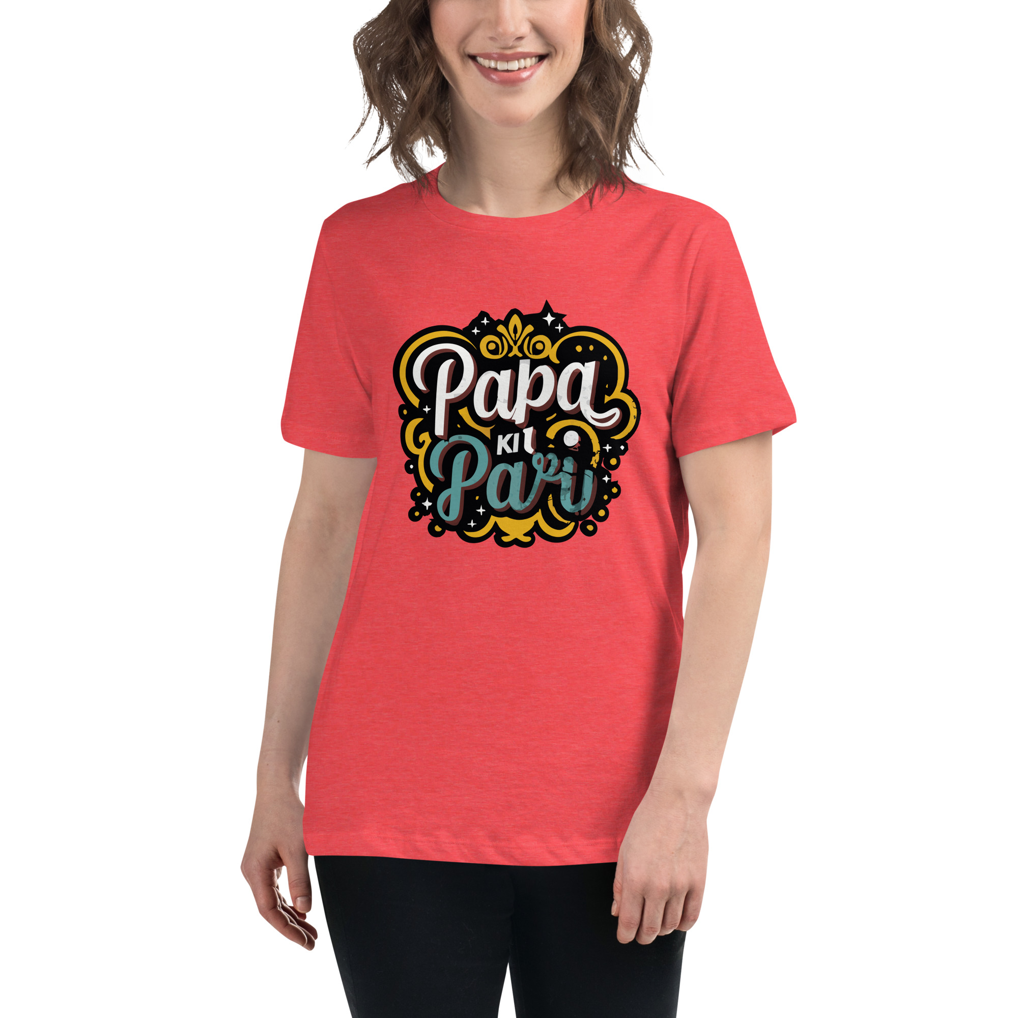 womens-relaxed-t-shirt-heather-red-front-6832e1e78db52.jpg Papa ki Pari Women's Relaxed T-Shirt