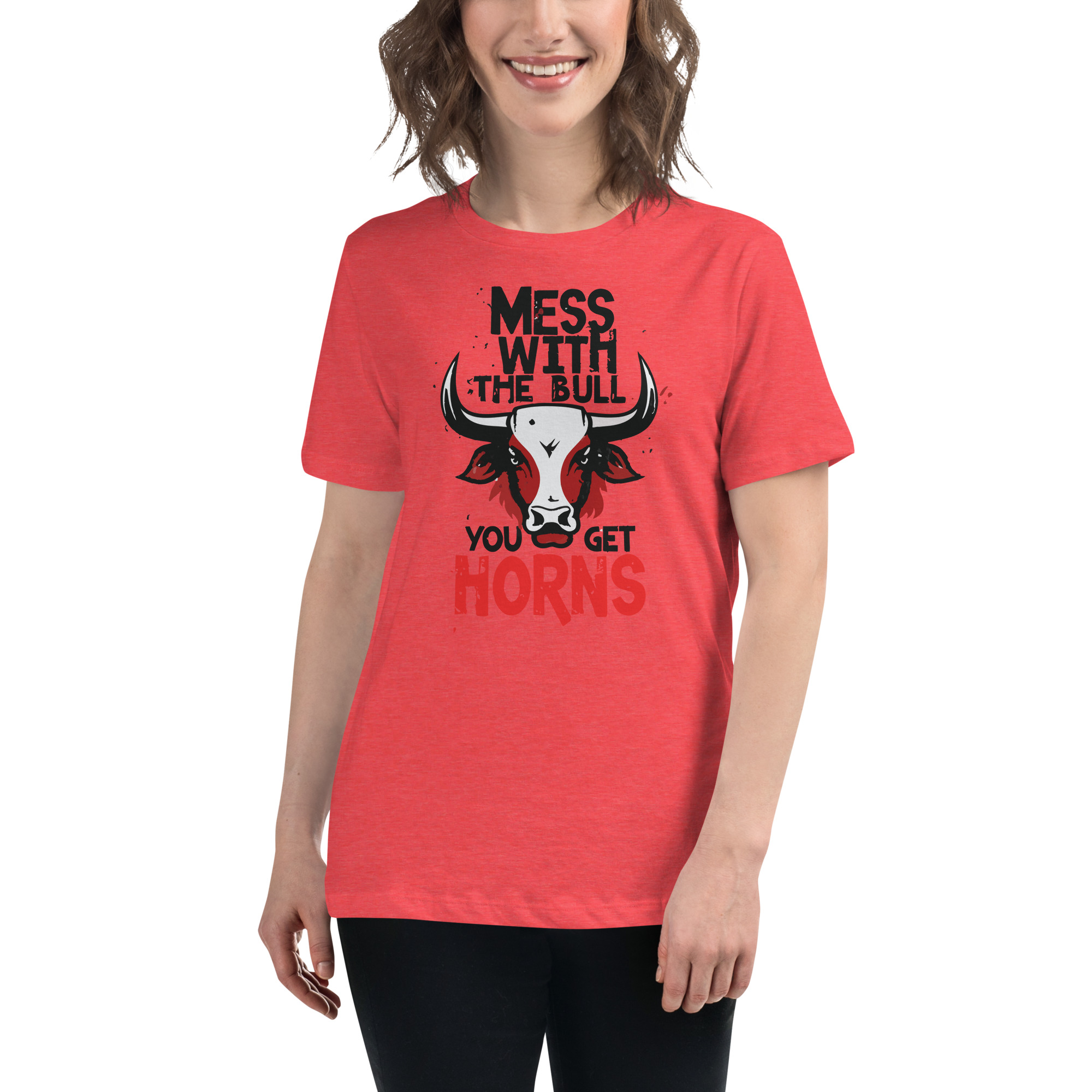 womens-relaxed-t-shirt-heather-red-front-6832e30a37a1c.jpg Don't Mess Women's Relaxed T-Shirt