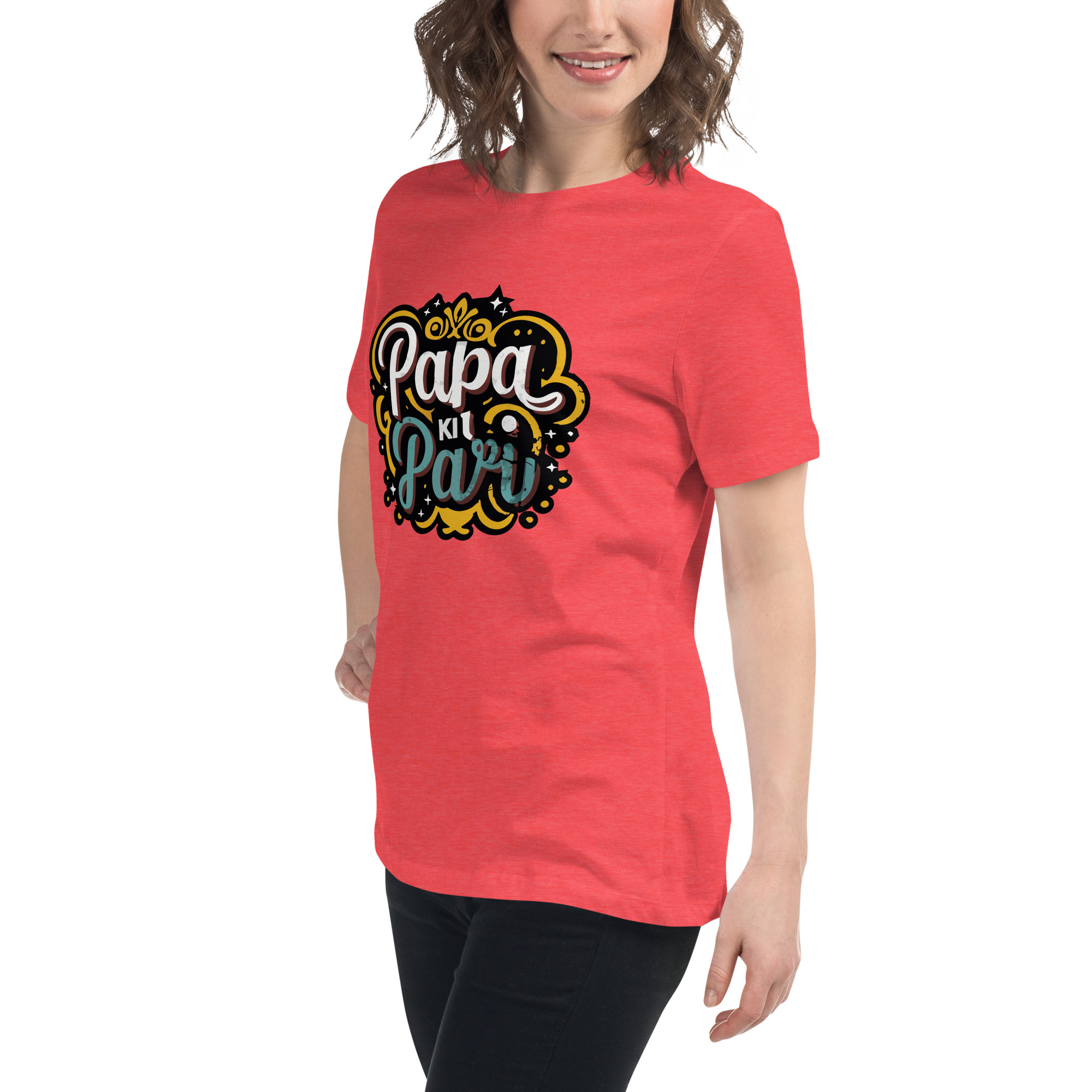 womens-relaxed-t-shirt-heather-red-left-front-6832e1e790466.jpg Papa ki Pari Women's Relaxed T-Shirt