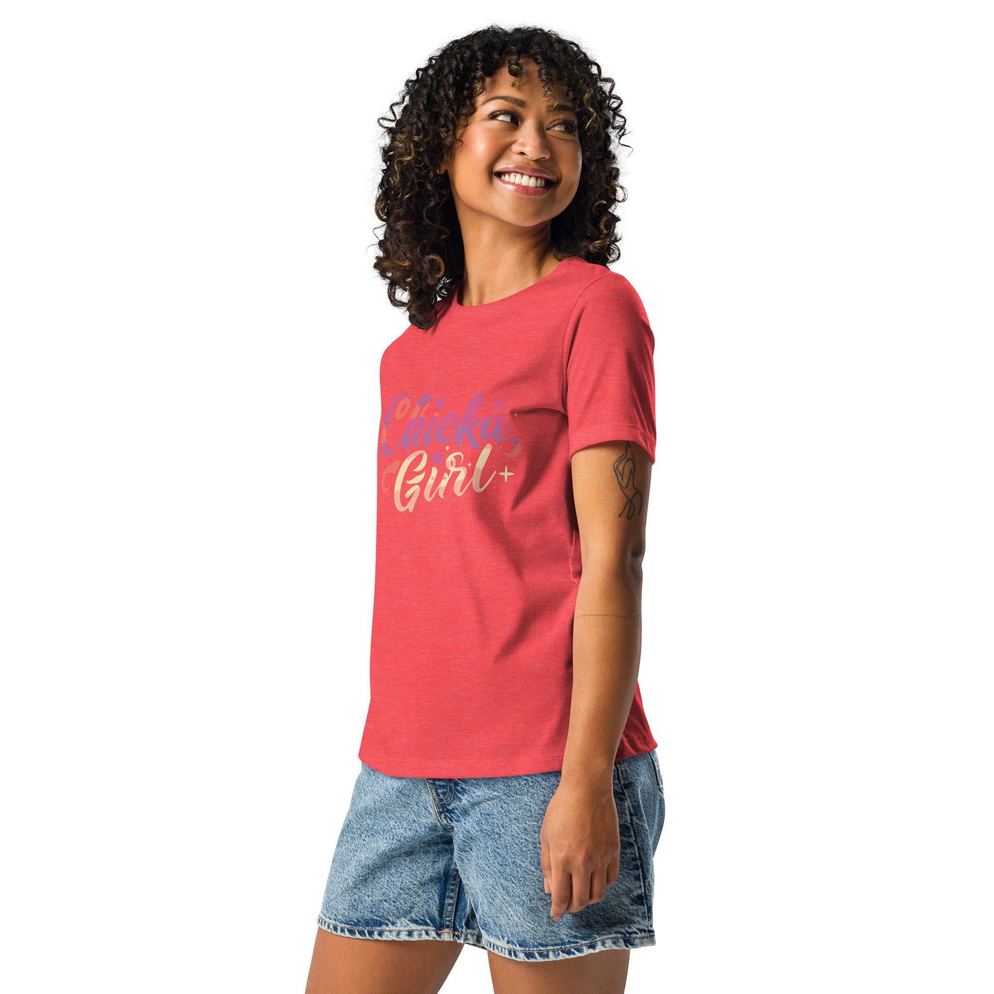 womens-relaxed-t-shirt-heather-red-left-front-6832e24c5a81e.jpg Chicka Girl Women's Relaxed T-Shirt