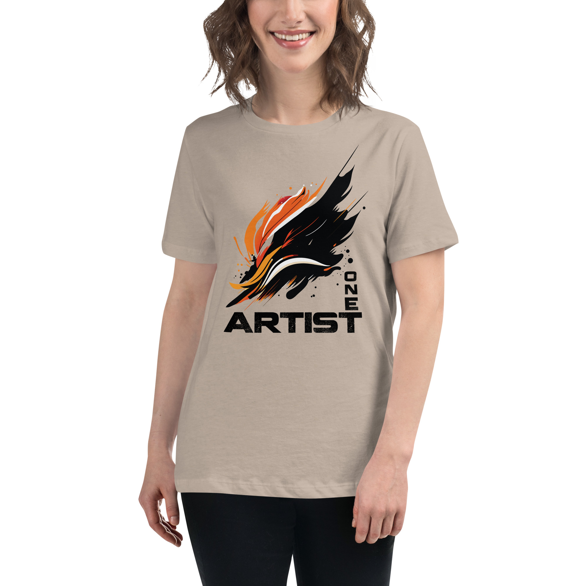 womens-relaxed-t-shirt-heather-stone-front-6832e17d4896f.jpg Artist One Women's Relaxed T-Shirt