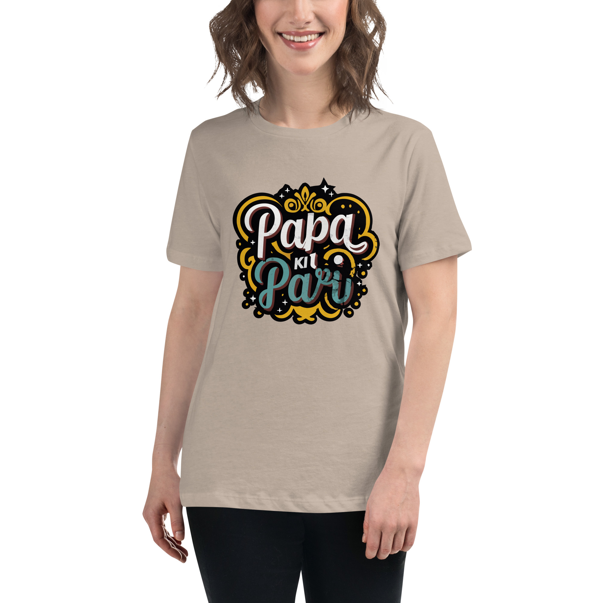 womens-relaxed-t-shirt-heather-stone-front-6832e1e7a8b5e.jpg Papa ki Pari Women's Relaxed T-Shirt