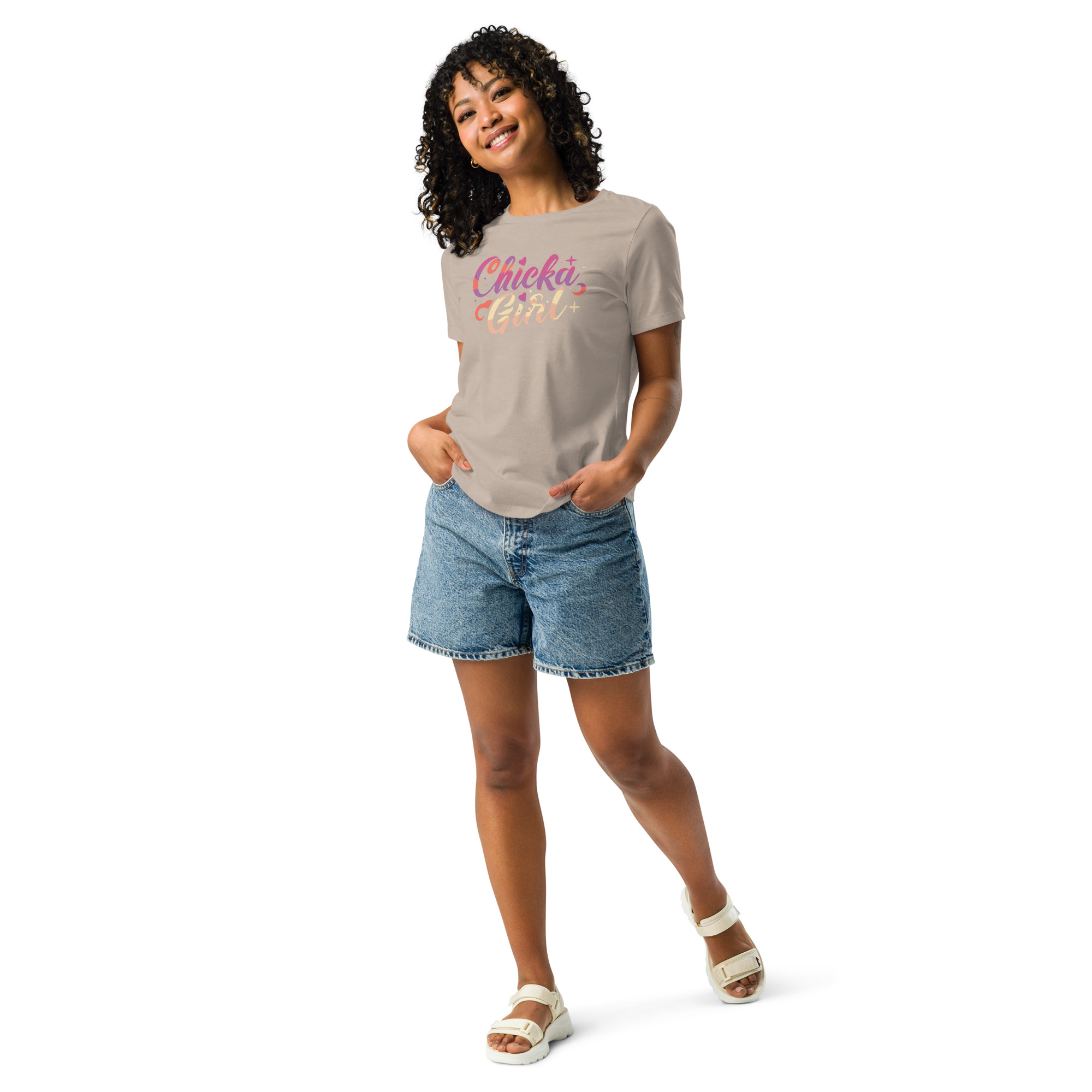 womens-relaxed-t-shirt-heather-stone-front-6832e24c69428.jpg Chicka Girl Women's Relaxed T-Shirt