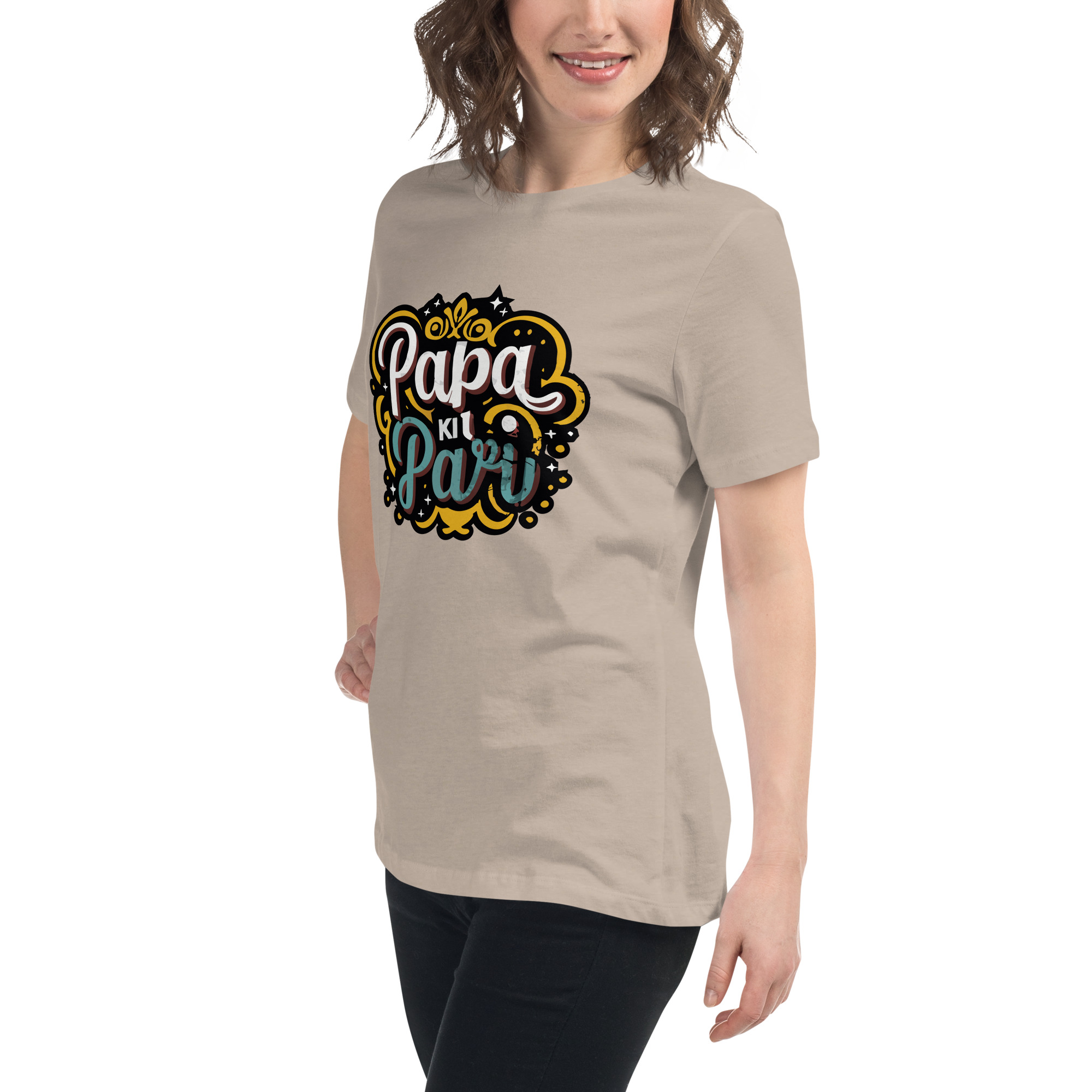 womens-relaxed-t-shirt-heather-stone-left-front-6832e1e7acd4d.jpg Papa ki Pari Women's Relaxed T-Shirt