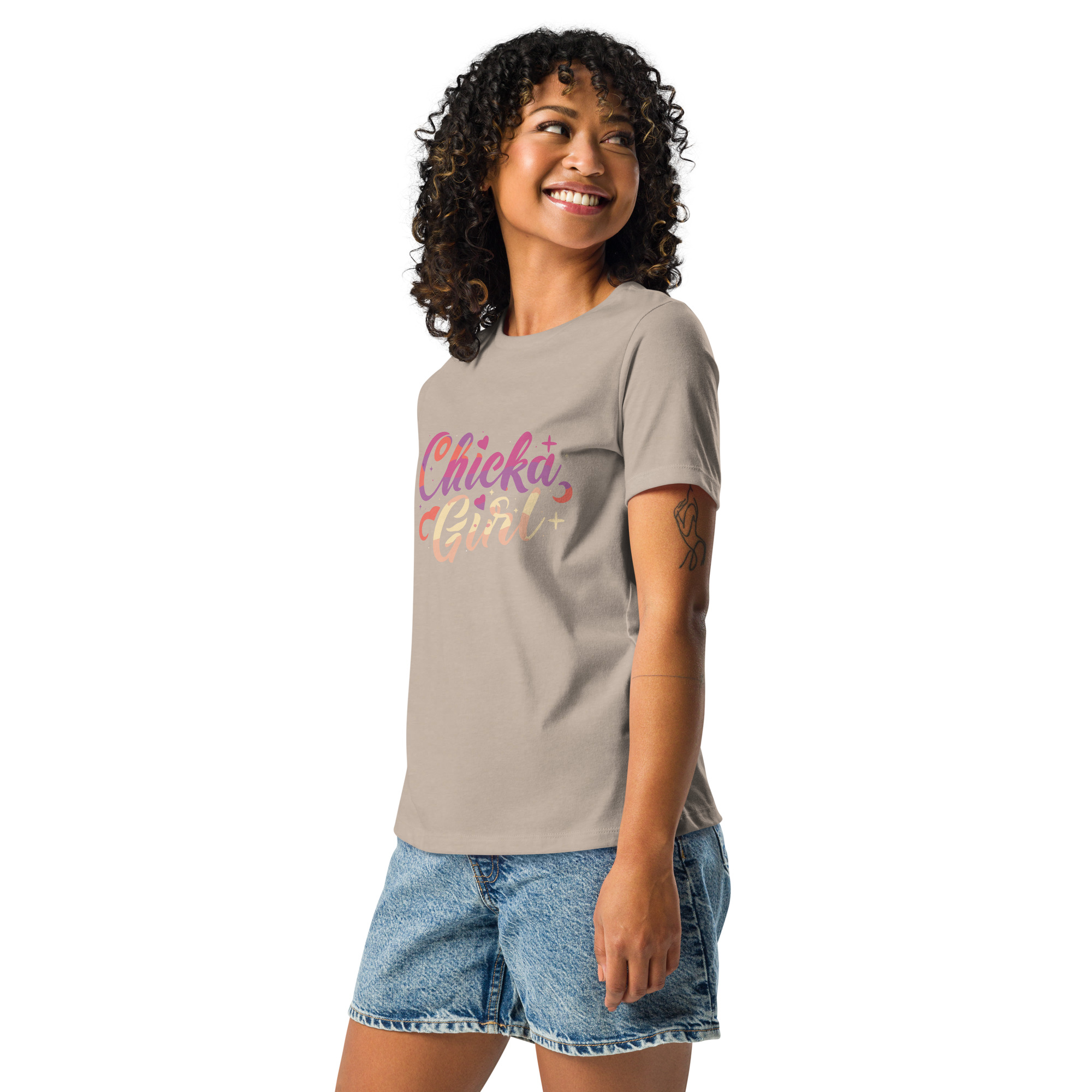 womens-relaxed-t-shirt-heather-stone-left-front-6832e24c6b86c.jpg Chicka Girl Women's Relaxed T-Shirt