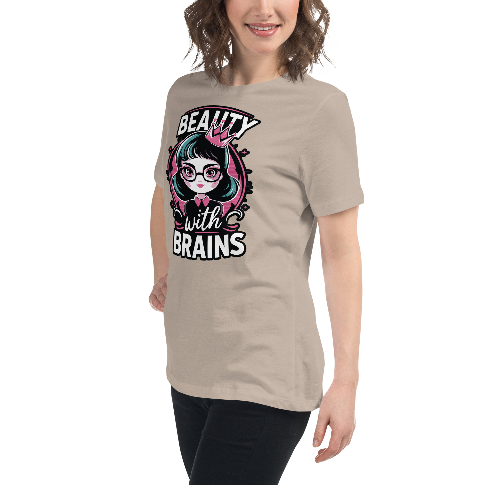 womens-relaxed-t-shirt-heather-stone-left-front-68346f2edf5c1.jpg Beauty Brains Women's Relaxed T-Shirt