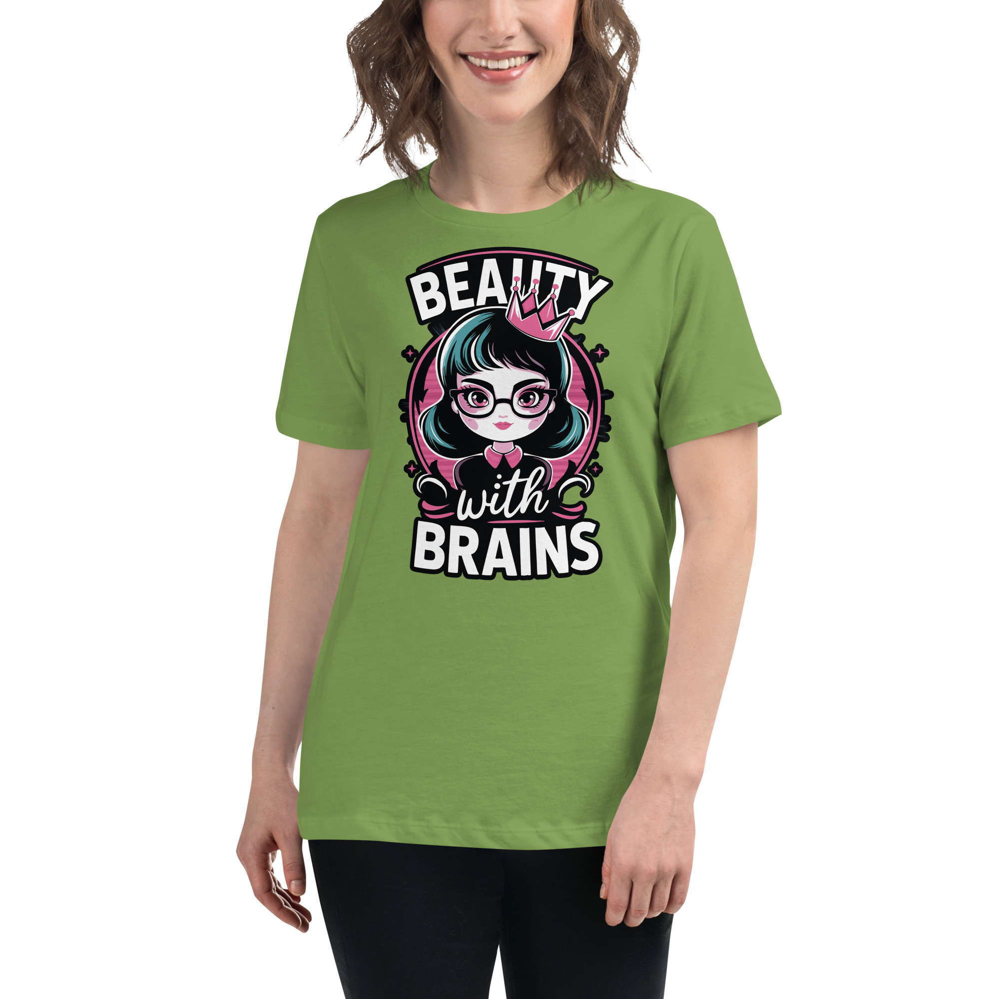 womens-relaxed-t-shirt-leaf-front-68346f2e90c57.jpg Beauty Brains Women's Relaxed T-Shirt