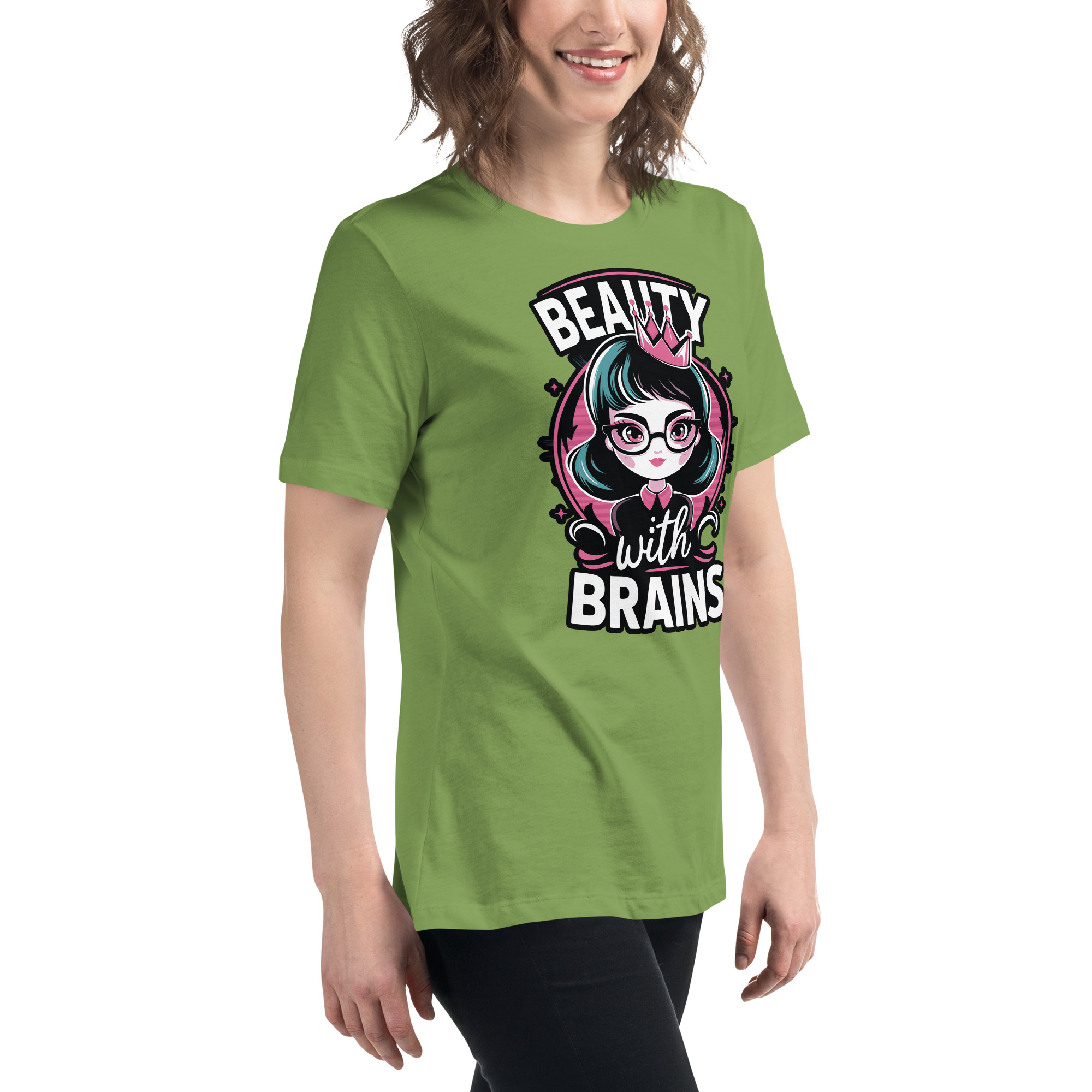 womens-relaxed-t-shirt-leaf-right-front-68346f2e9f704.jpg Beauty Brains Women's Relaxed T-Shirt